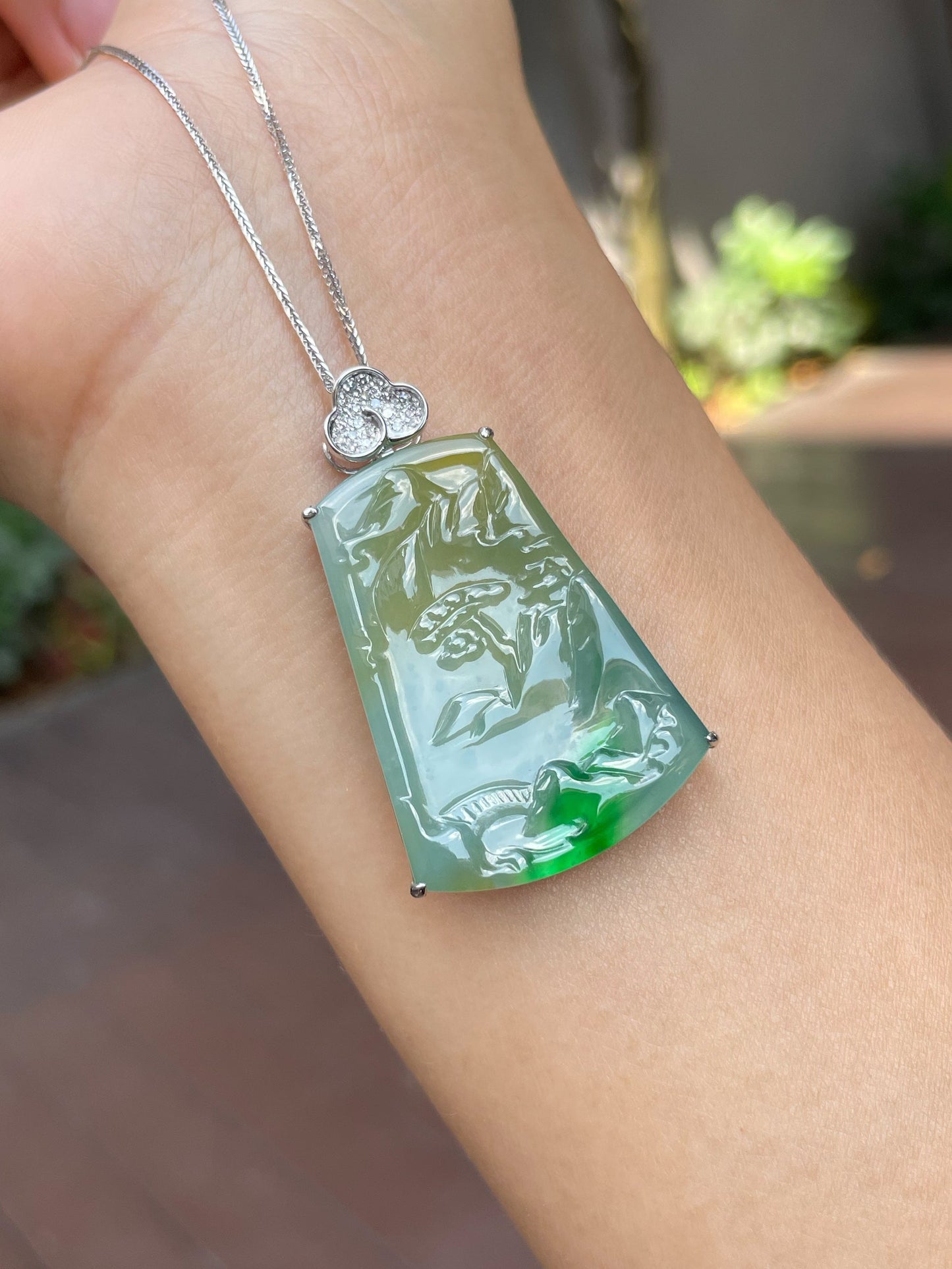 Three Colours Jade Pendant - Scenery (NJP060)