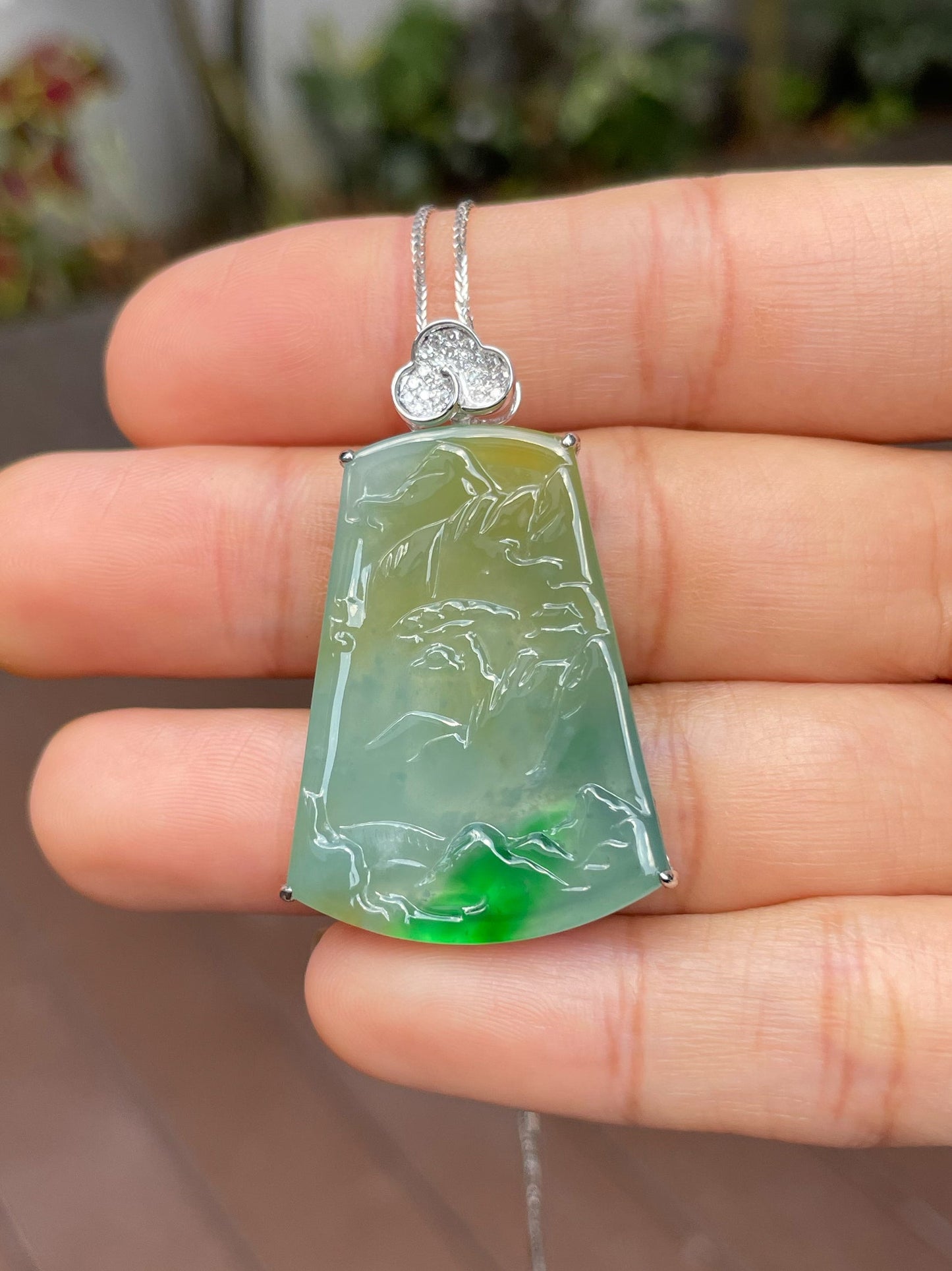 Three Colours Jade Pendant - Scenery (NJP060)
