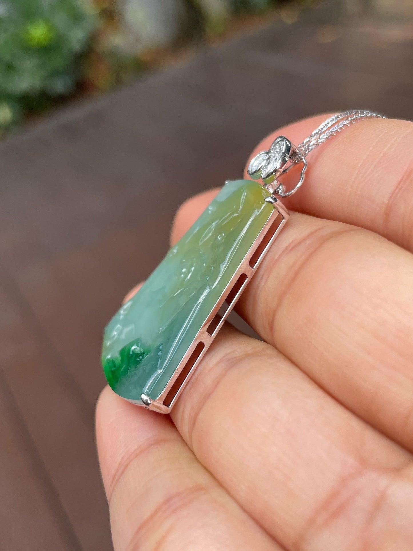 Three Colours Jade Pendant - Scenery (NJP060)