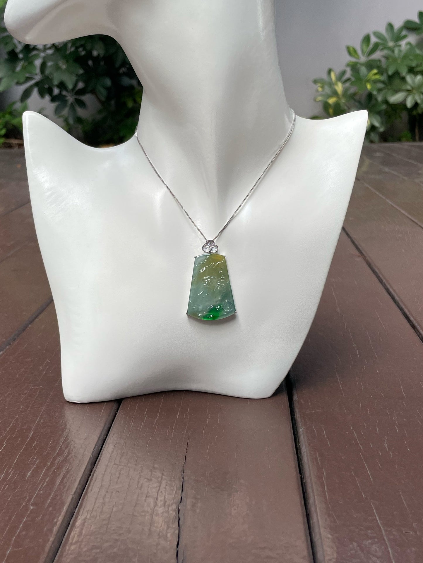 Three Colours Jade Pendant - Scenery (NJP060)