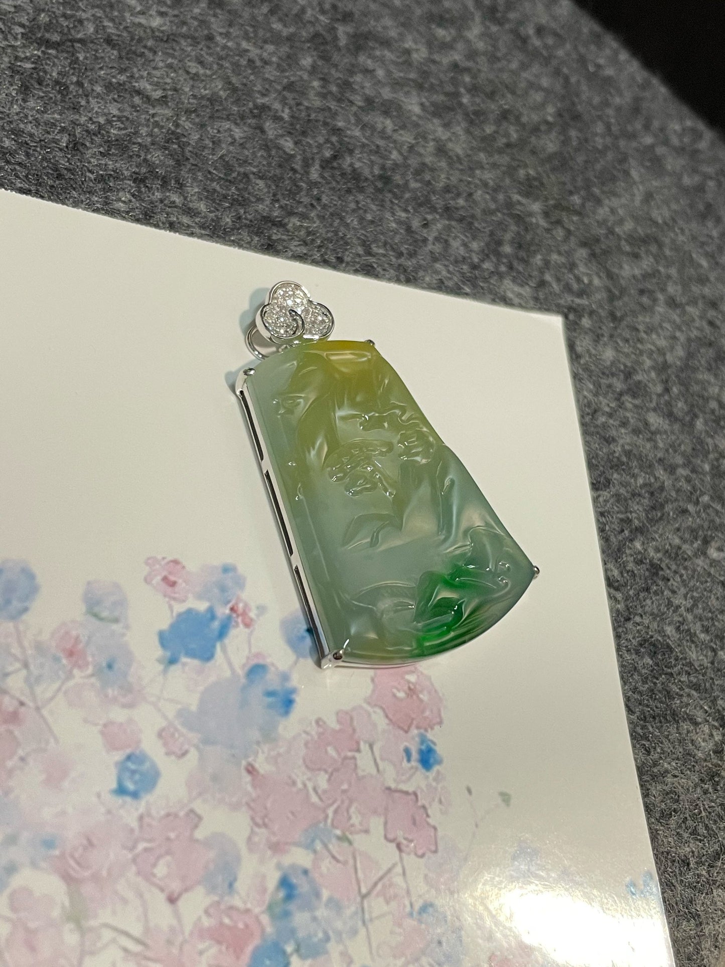 Three Colours Jade Pendant - Scenery (NJP060)