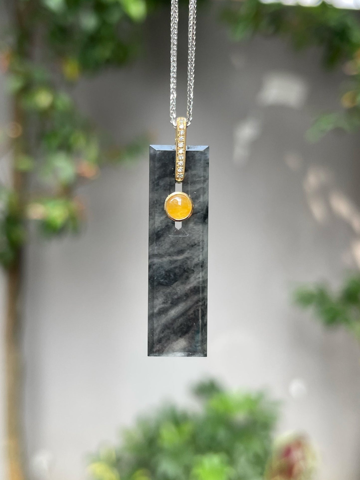 Icy Black Jadeite Pendant (NJP064)