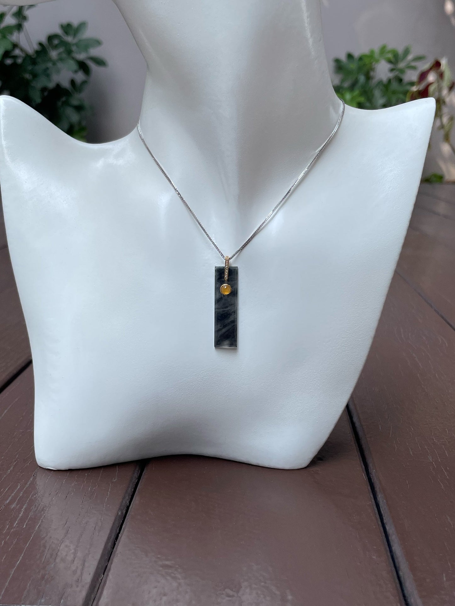 Icy Black Jadeite Pendant (NJP064)
