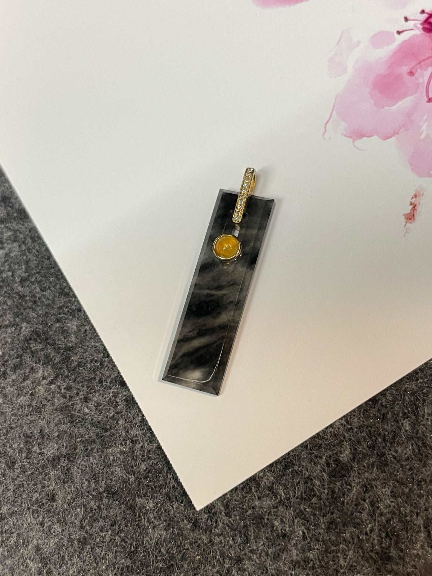 Icy Black Jadeite Pendant (NJP064)