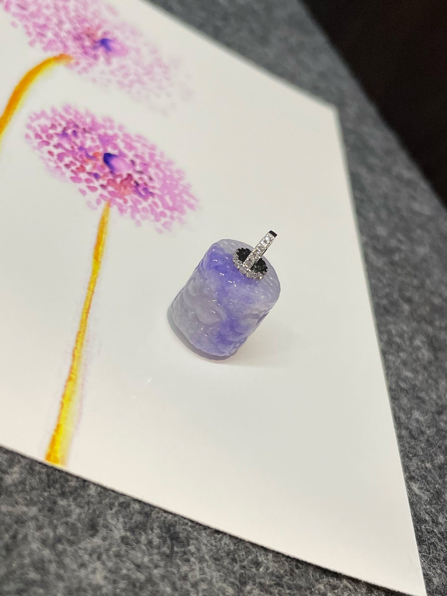 Lavender Jadeite Pendant - Barrel (NJP070)