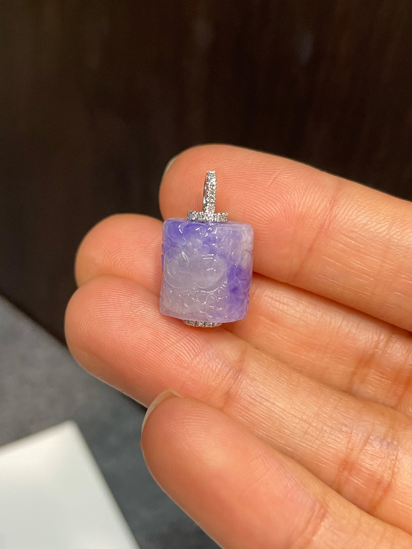 Lavender Jadeite Pendant - Barrel (NJP070)