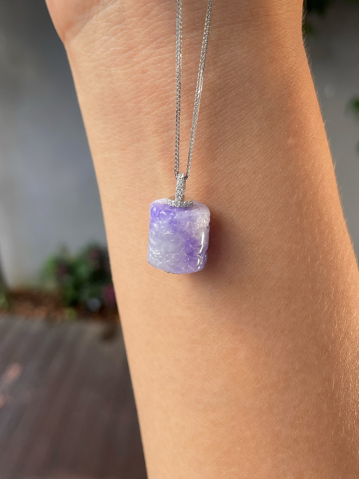 Lavender Jadeite Pendant - Barrel (NJP070)