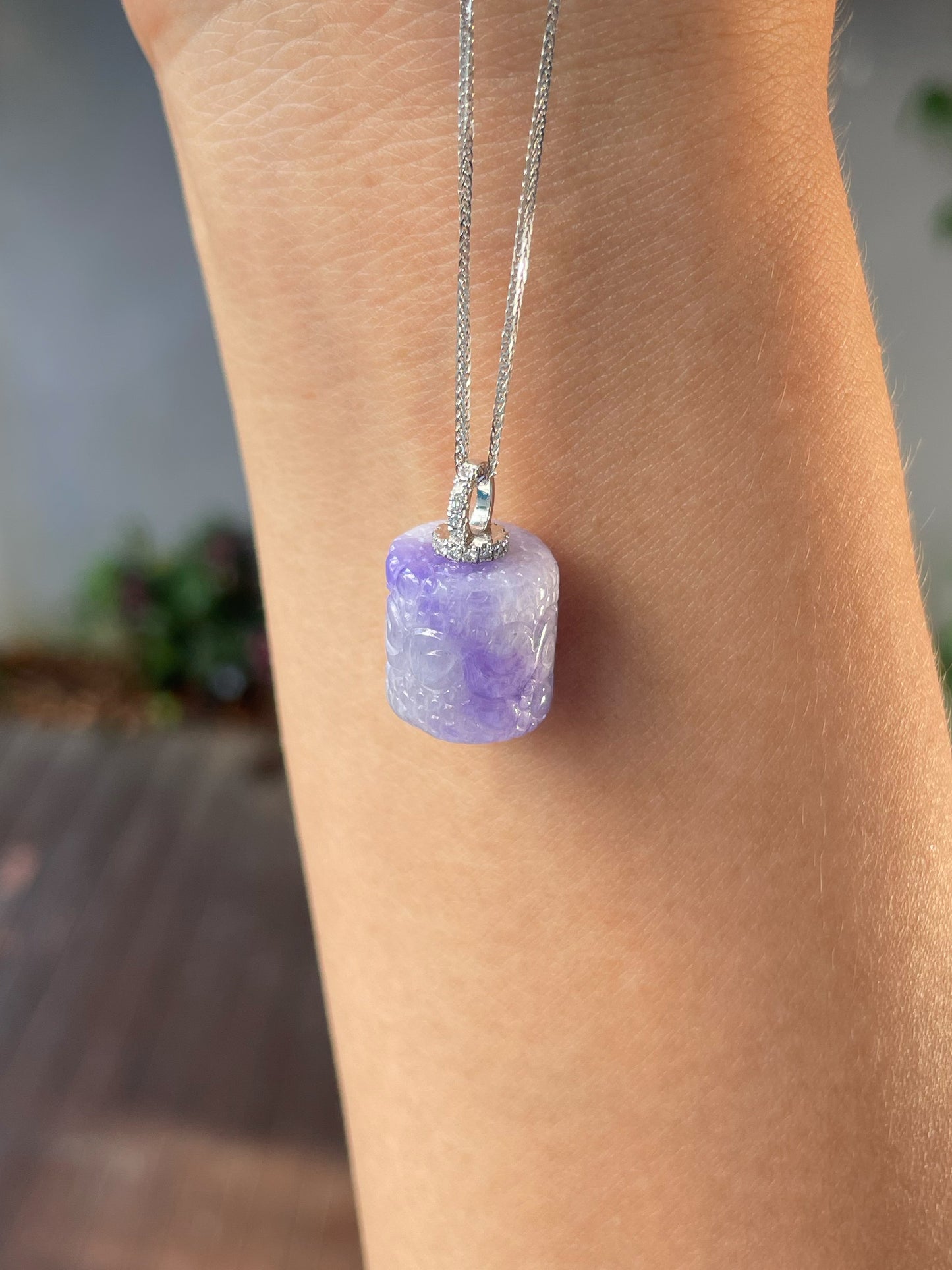 Lavender Jadeite Pendant - Barrel (NJP070)