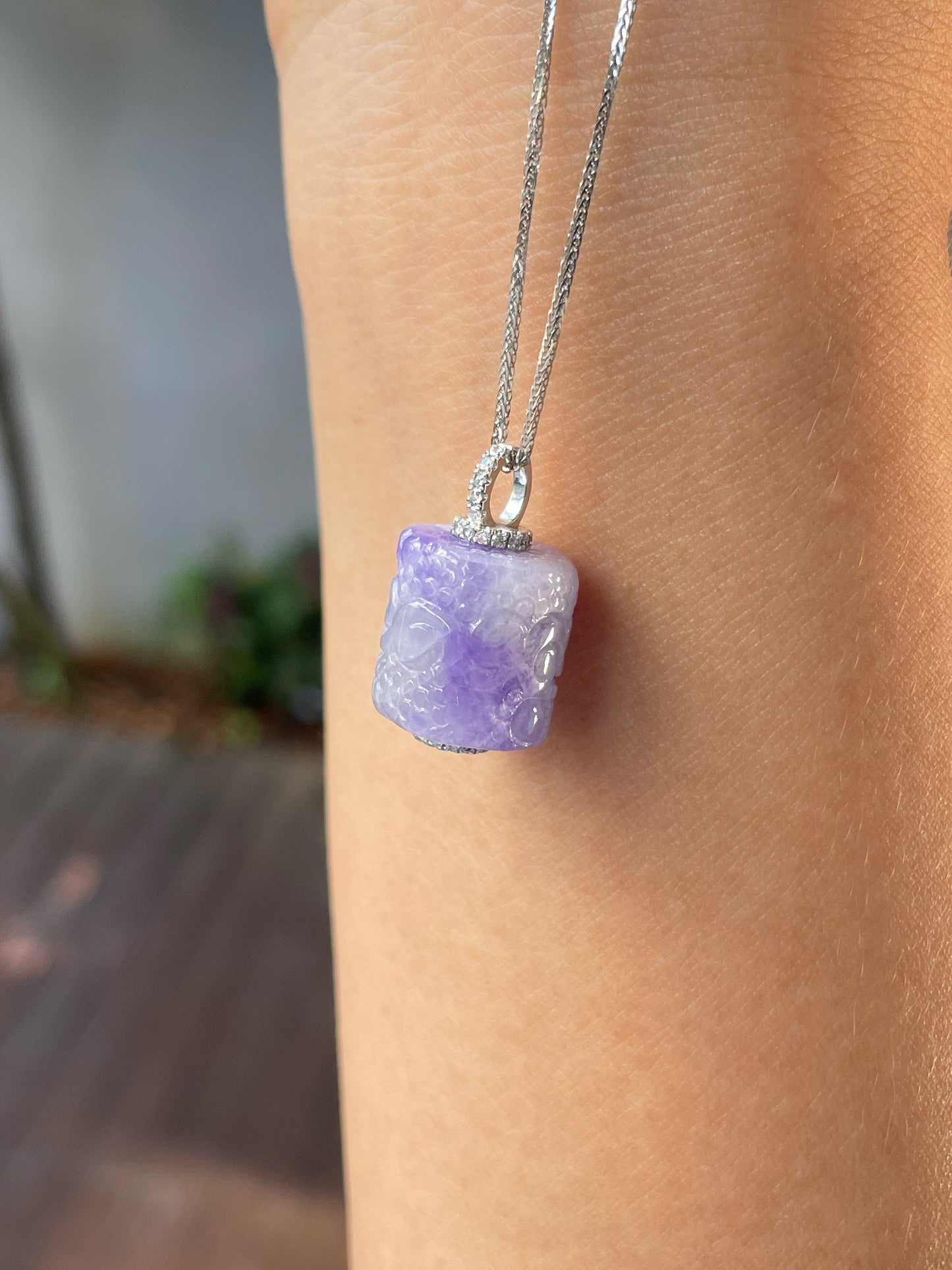 Lavender Jadeite Pendant - Barrel (NJP070)
