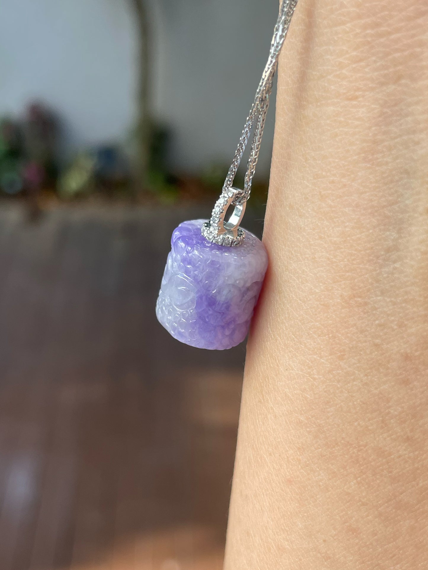Lavender Jadeite Pendant - Barrel (NJP070)