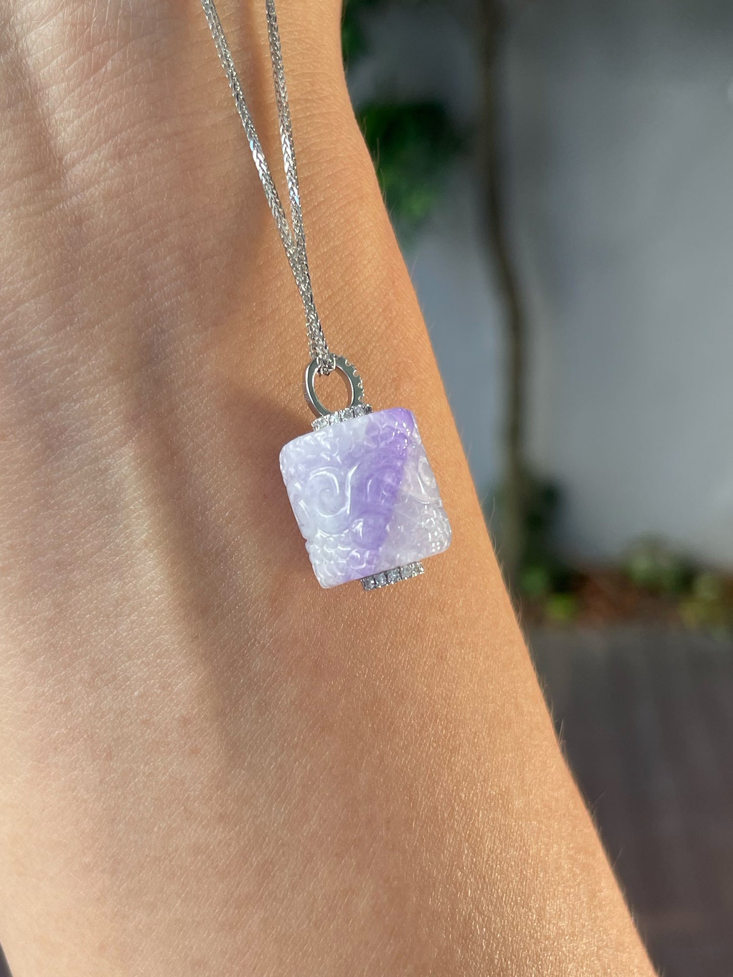 Lavender Jadeite Pendant - Barrel (NJP070)