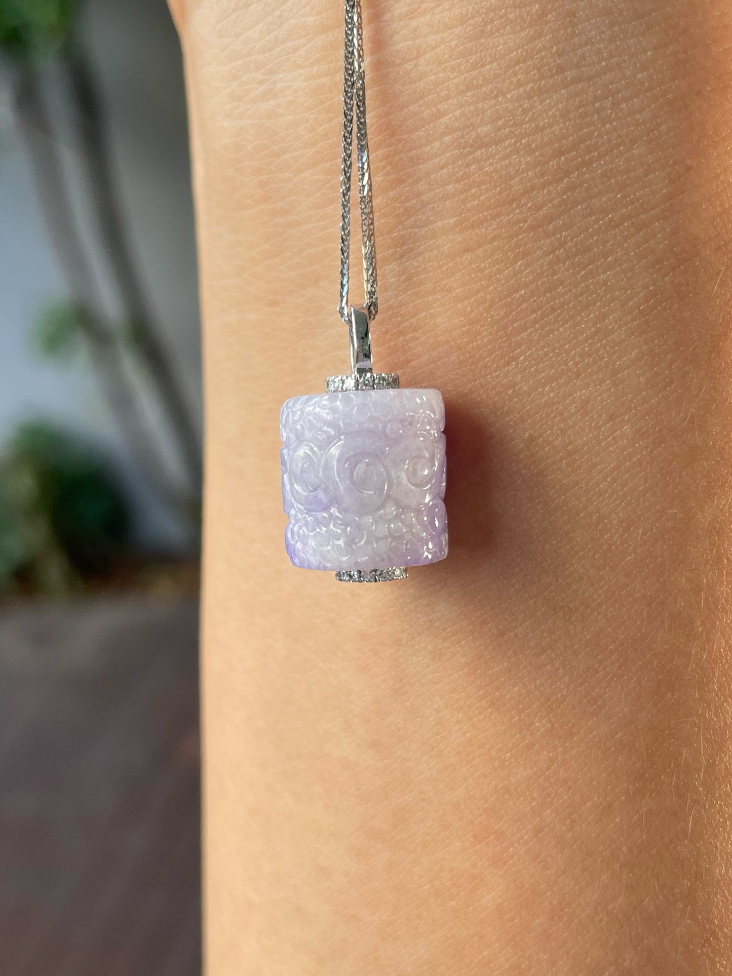 Lavender Jadeite Pendant - Barrel (NJP070)