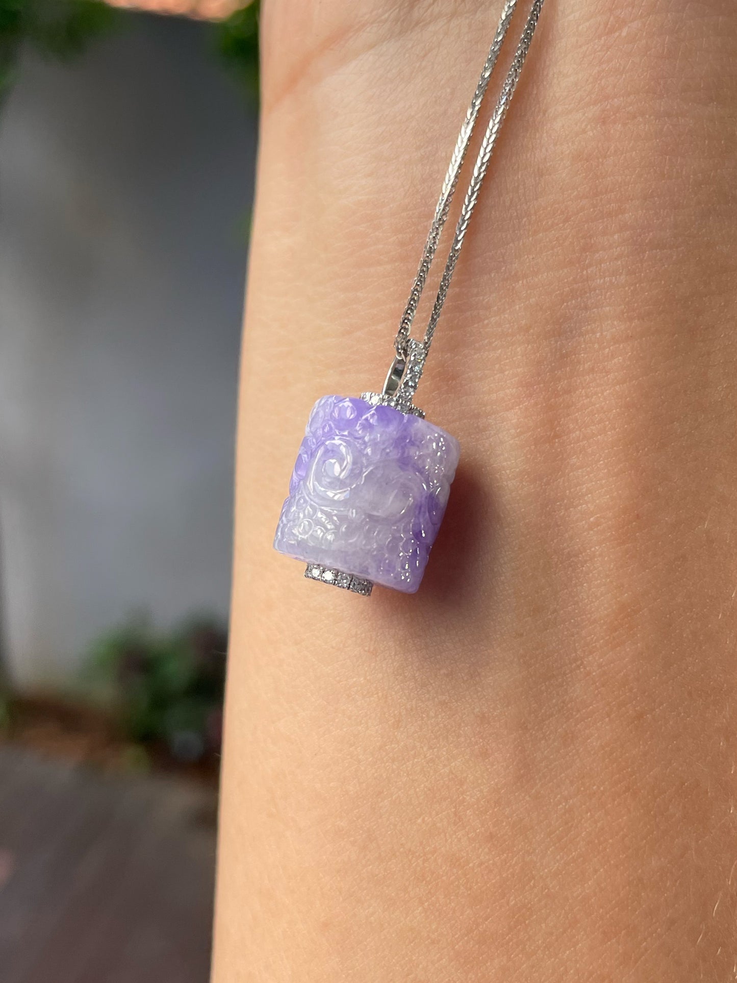 Lavender Jadeite Pendant - Barrel (NJP070)
