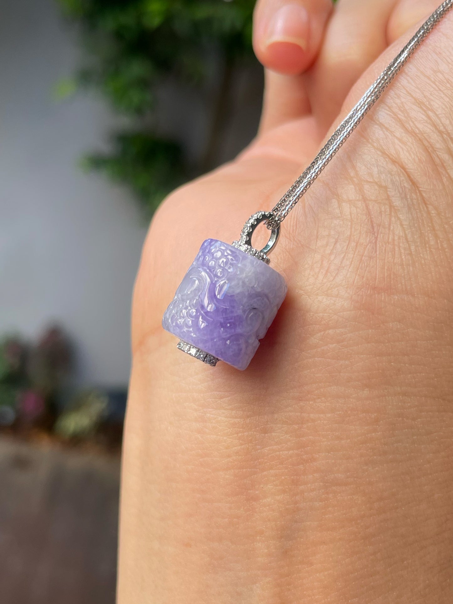 Lavender Jadeite Pendant - Barrel (NJP070)