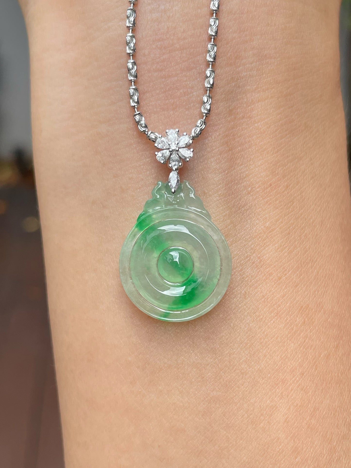 Icy Green Jadeite Pendant - 福贝 (NJP073)