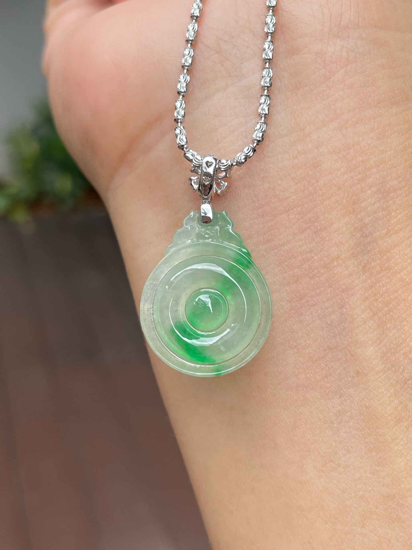 Icy Green Jadeite Pendant - 福贝 (NJP073)