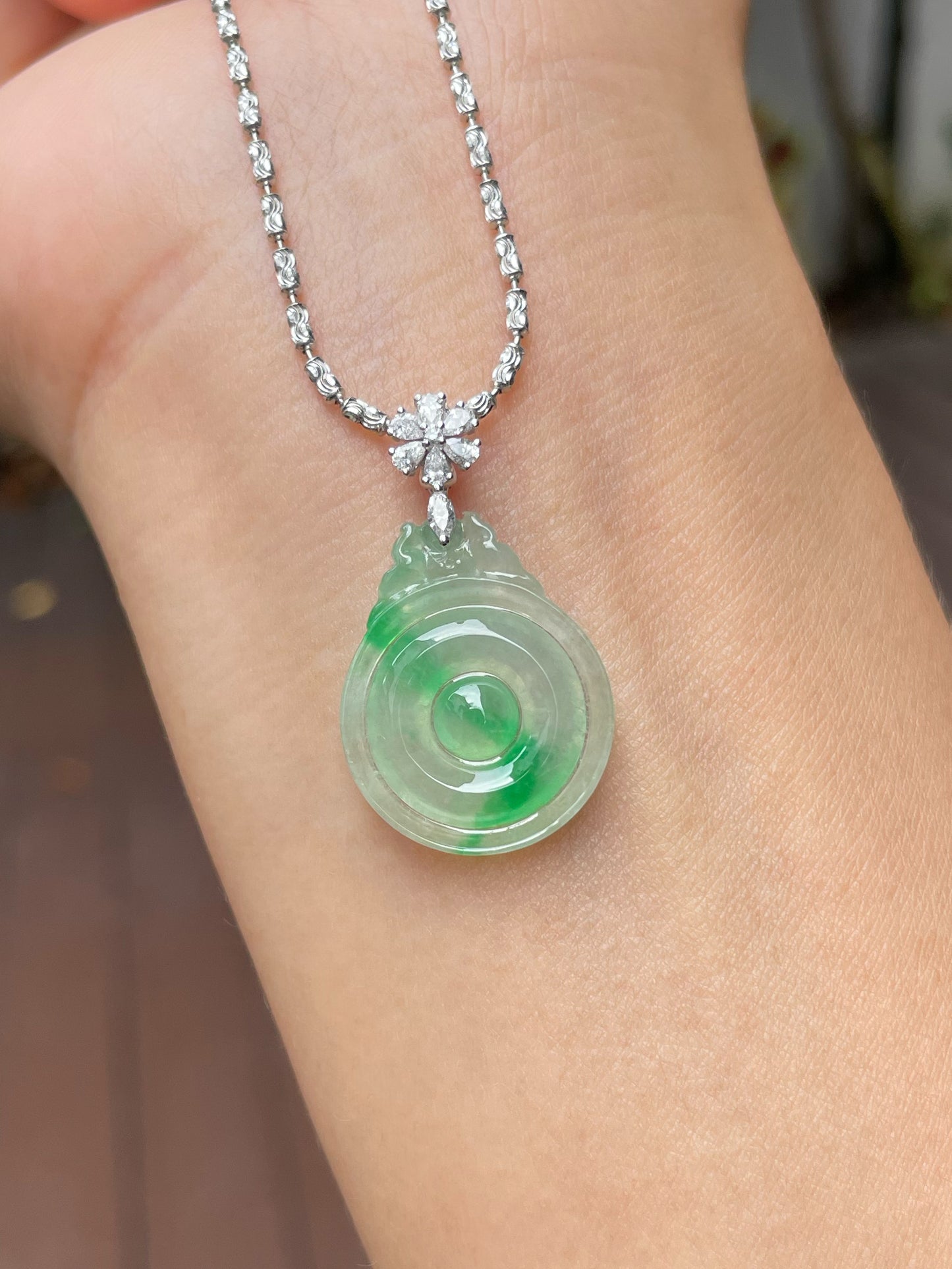Icy Green Jadeite Pendant - 福贝 (NJP073)