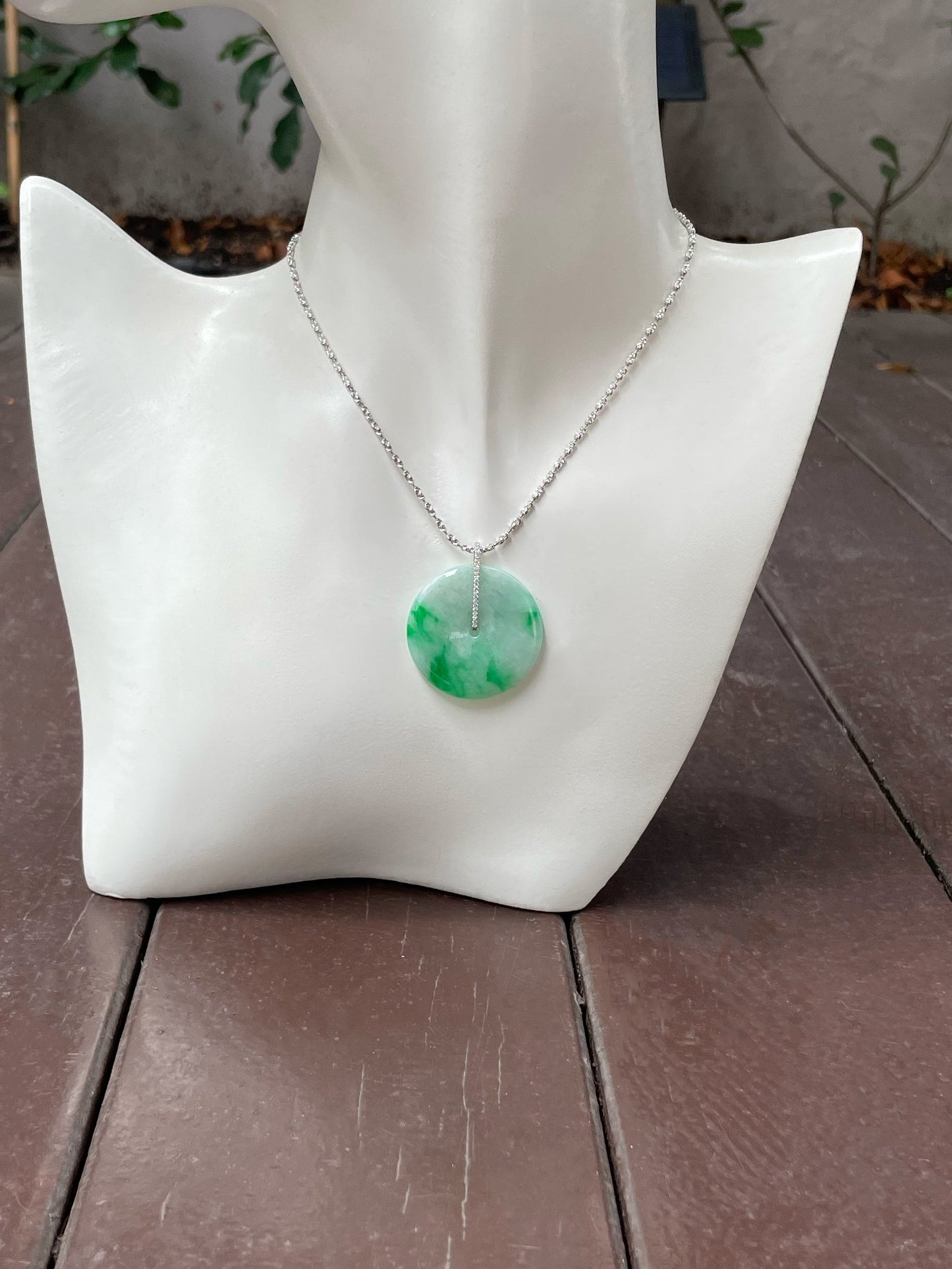 Green Jadeite Safety Coin Pendant - 平安扣 (NJP076)