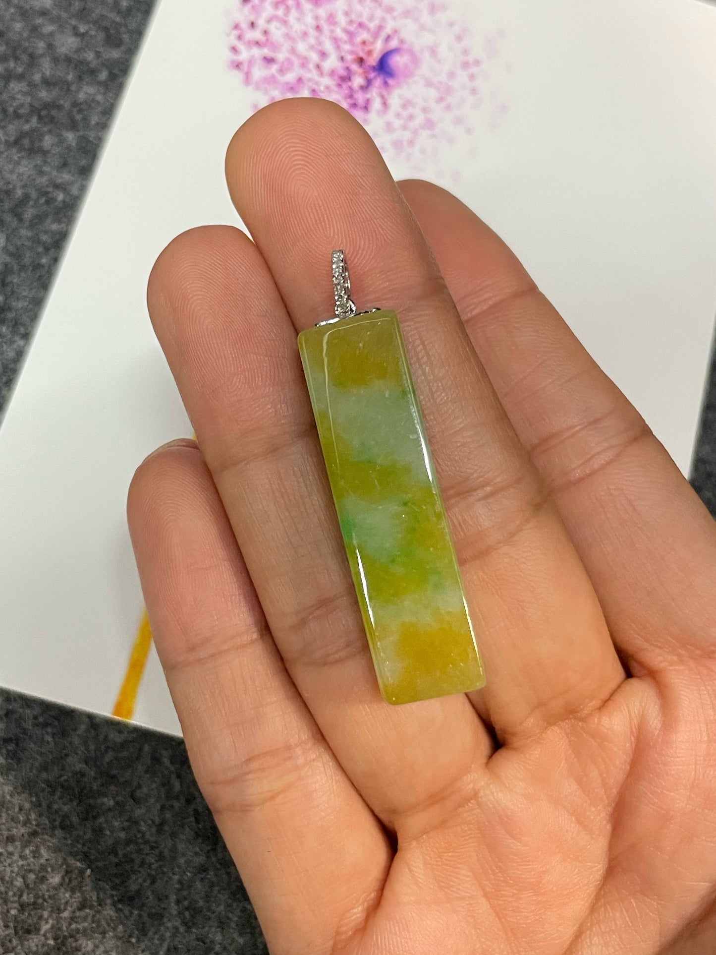 Yellow With Green Jade Pendant (NJP078)