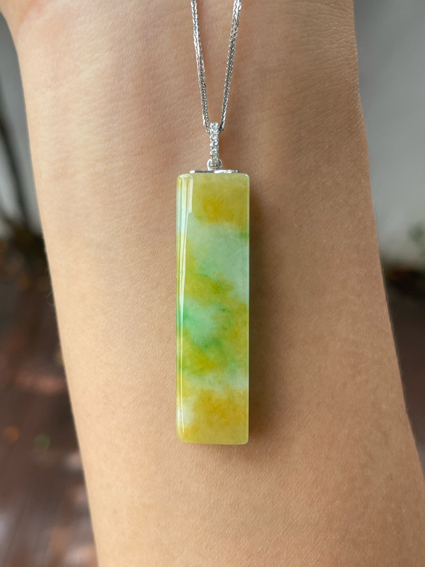 Yellow With Green Jade Pendant (NJP078)