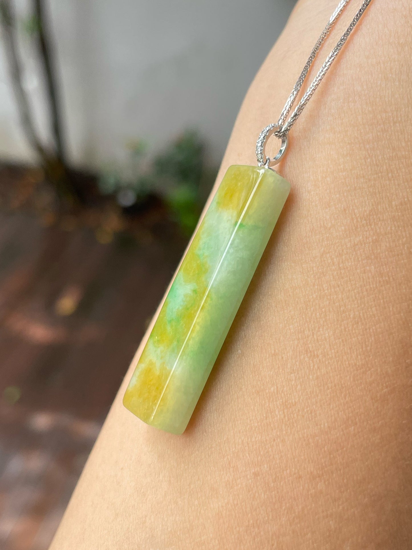 Yellow With Green Jade Pendant (NJP078)