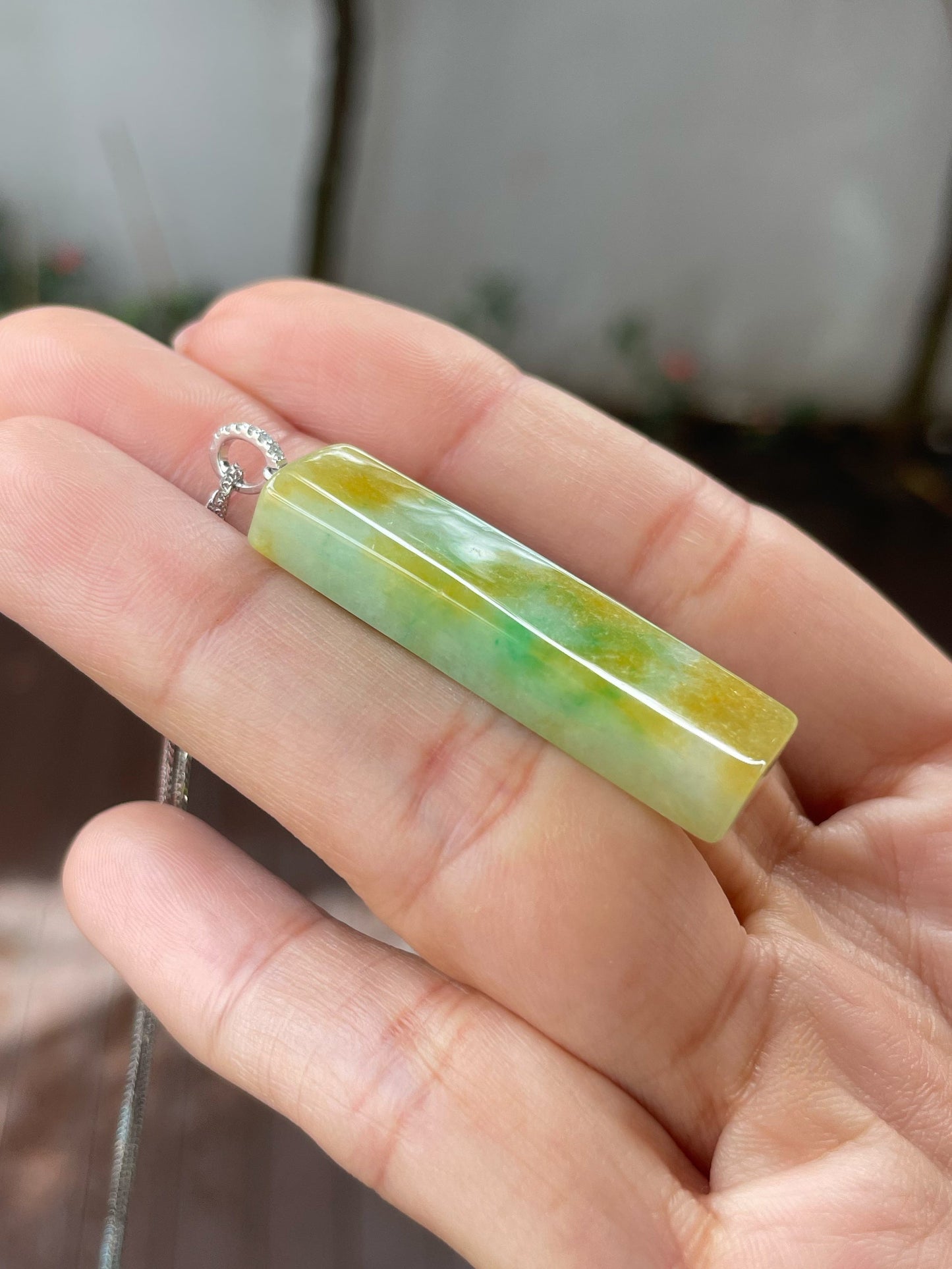 Yellow With Green Jade Pendant (NJP078)