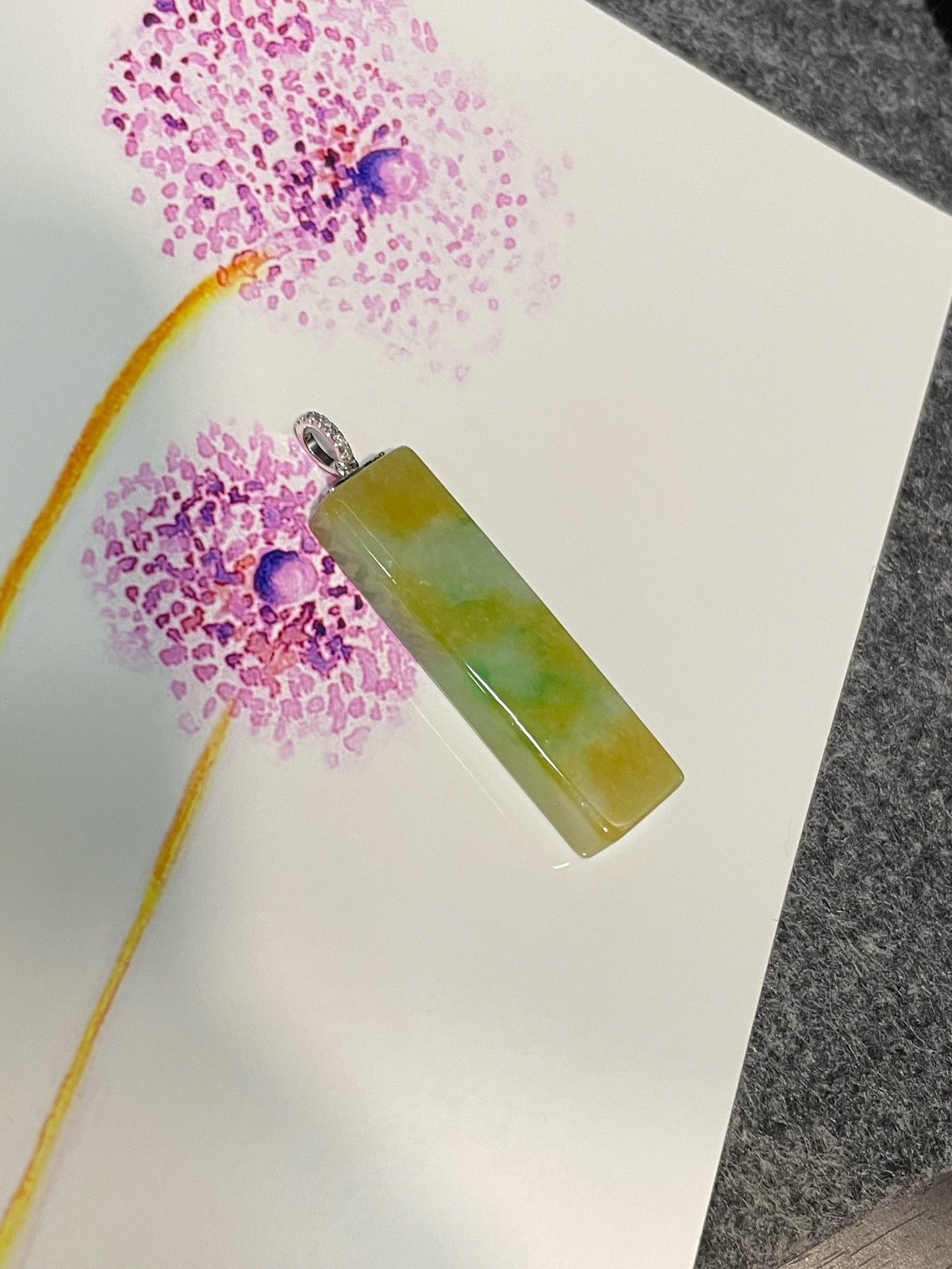 Yellow With Green Jade Pendant (NJP078)