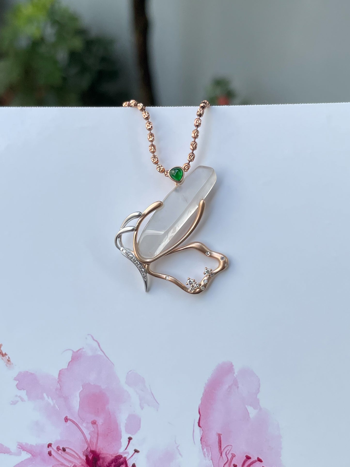Glassy Jade Pendant - Butterfly (NJP081)