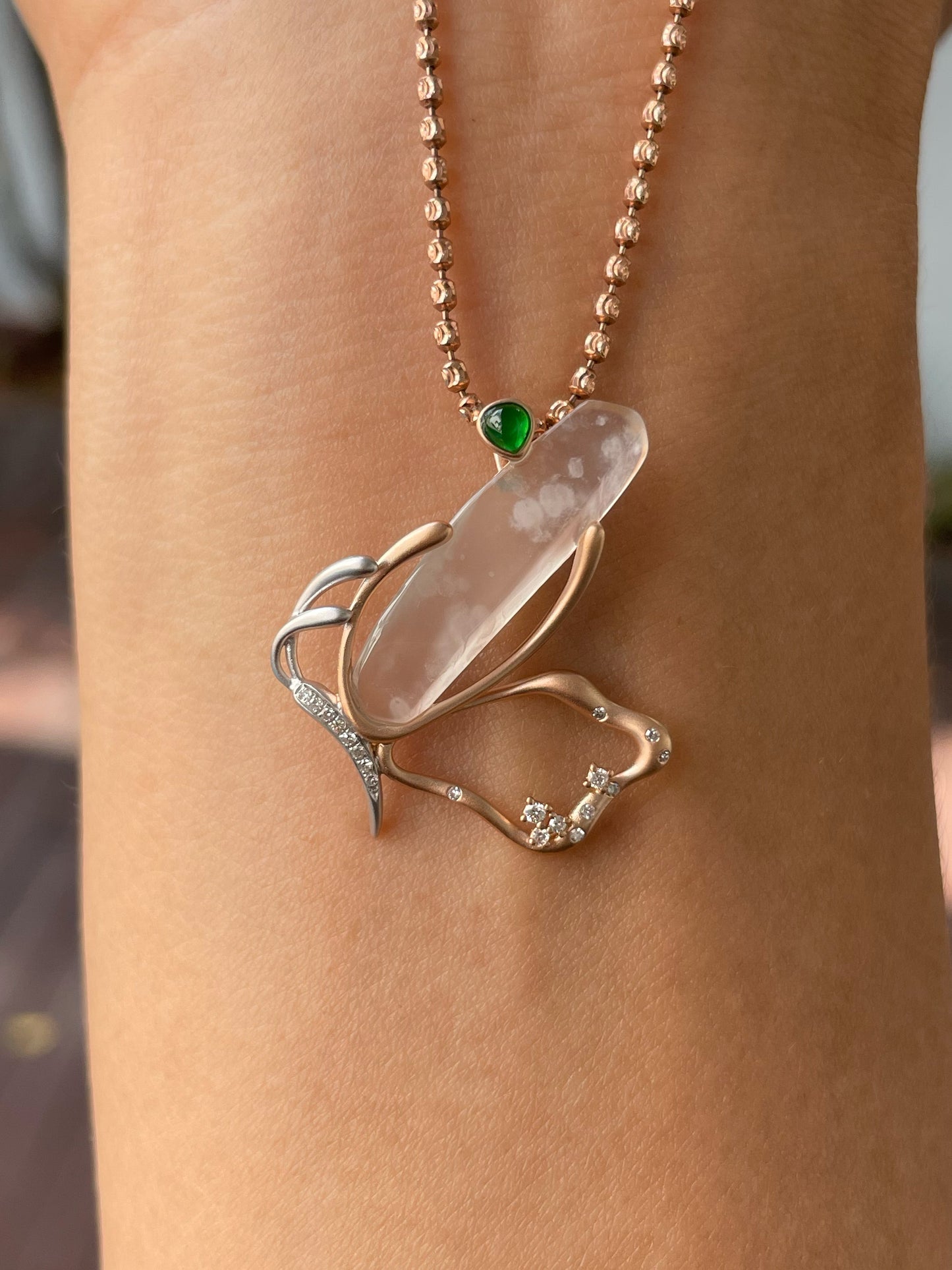 Glassy Jade Pendant - Butterfly (NJP081)
