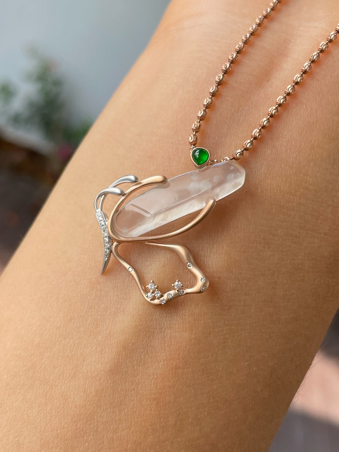 Glassy Jade Pendant - Butterfly (NJP081)