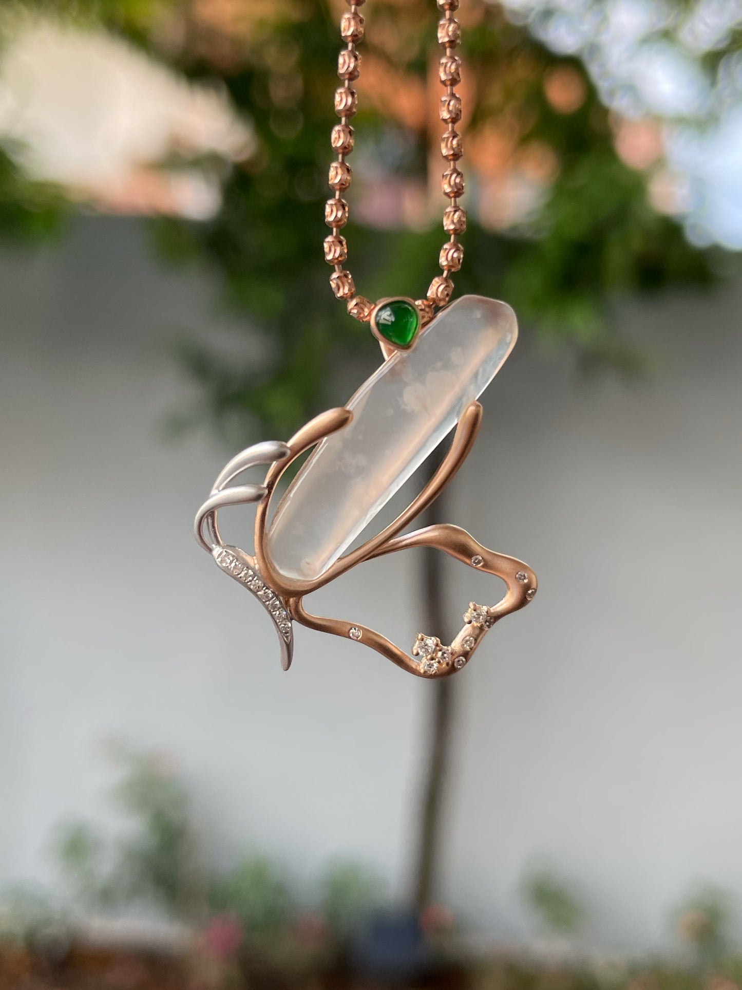 Glassy Jade Pendant - Butterfly (NJP081)