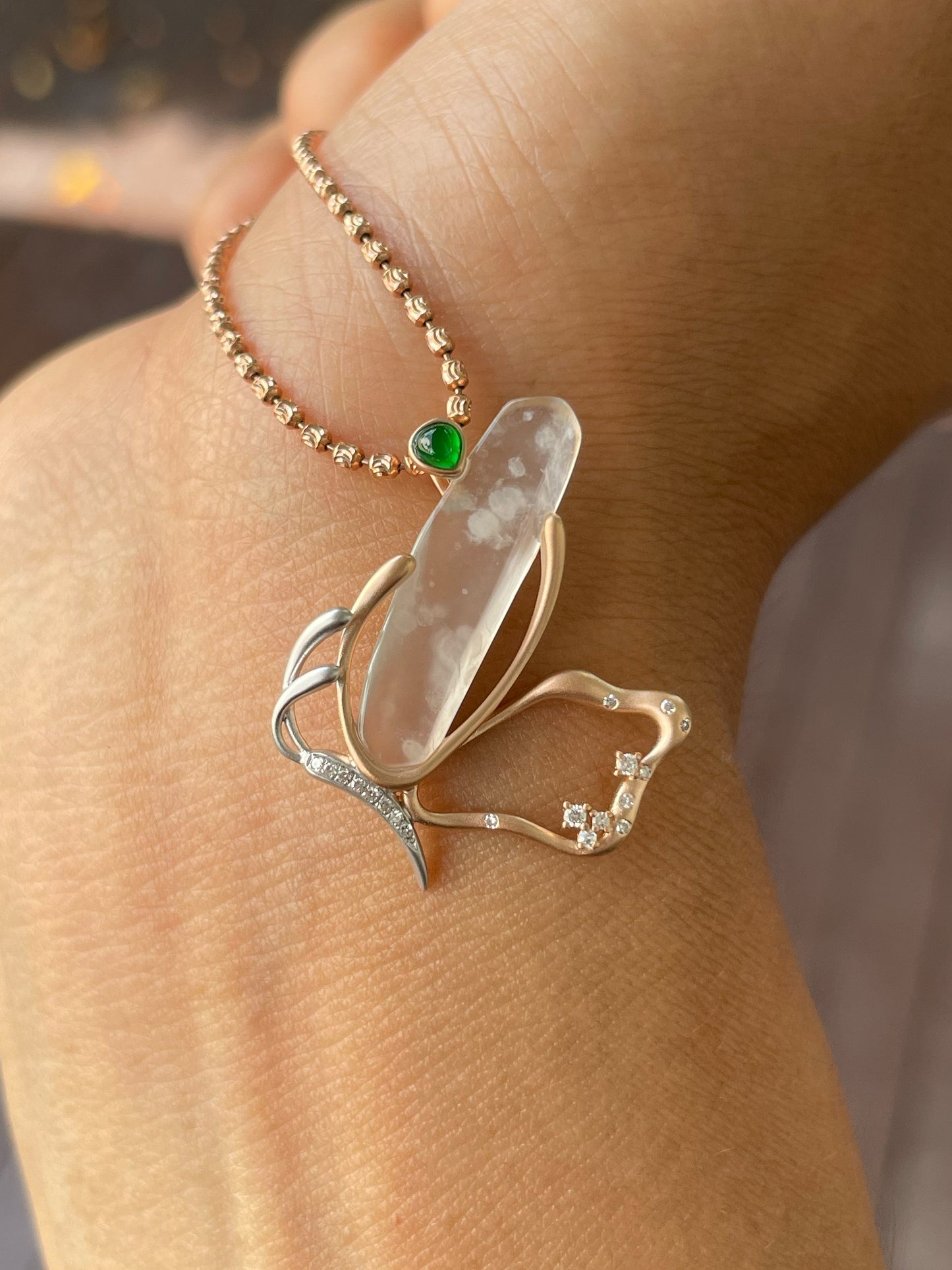 Glassy Jade Pendant - Butterfly (NJP081)