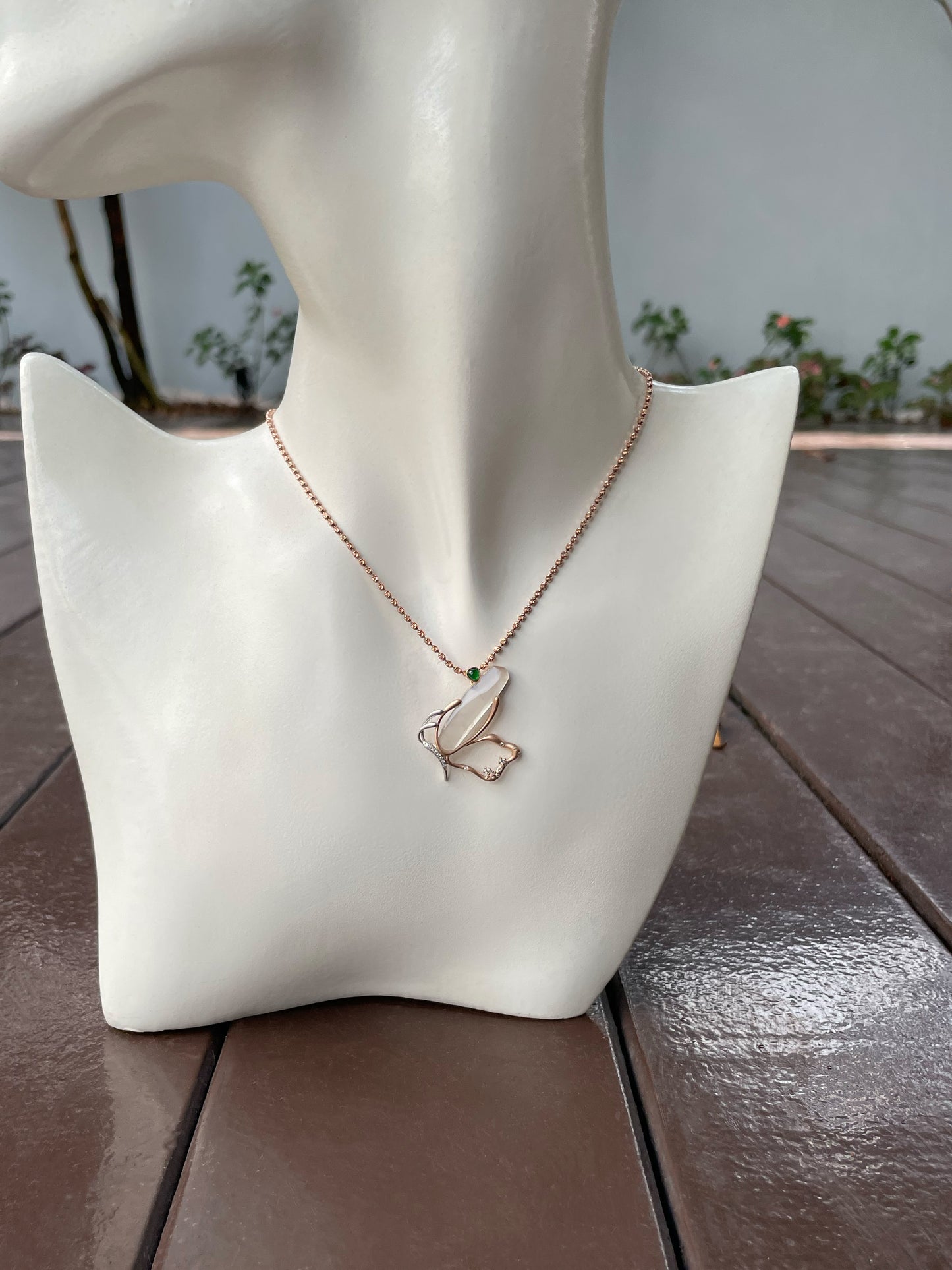 Glassy Jade Pendant - Butterfly (NJP081)