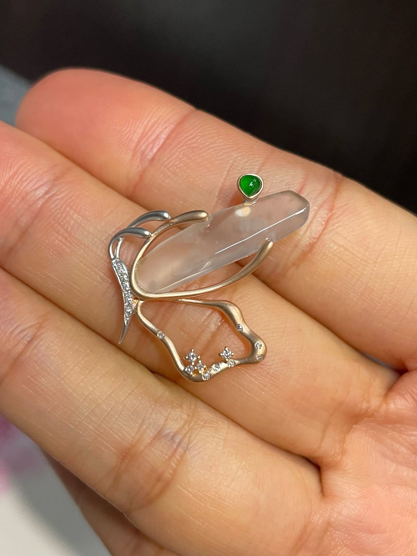 Glassy Jade Pendant - Butterfly (NJP081)