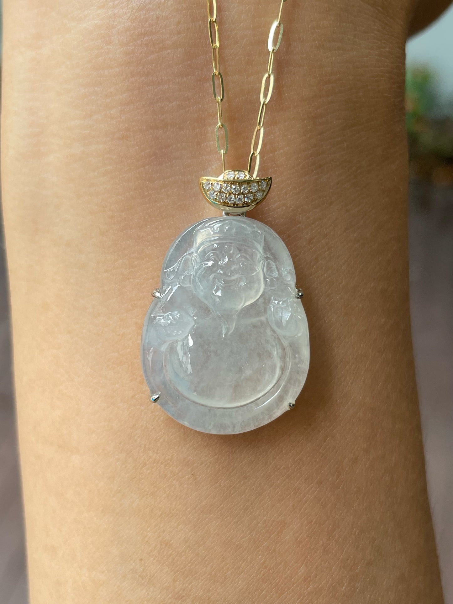 Icy Jade Pendant - God Of Wealth 财神 (NJP082)