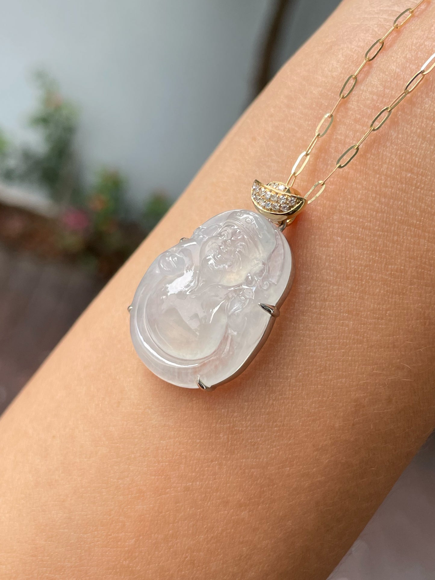 Icy Jade Pendant - God Of Wealth 财神 (NJP082)