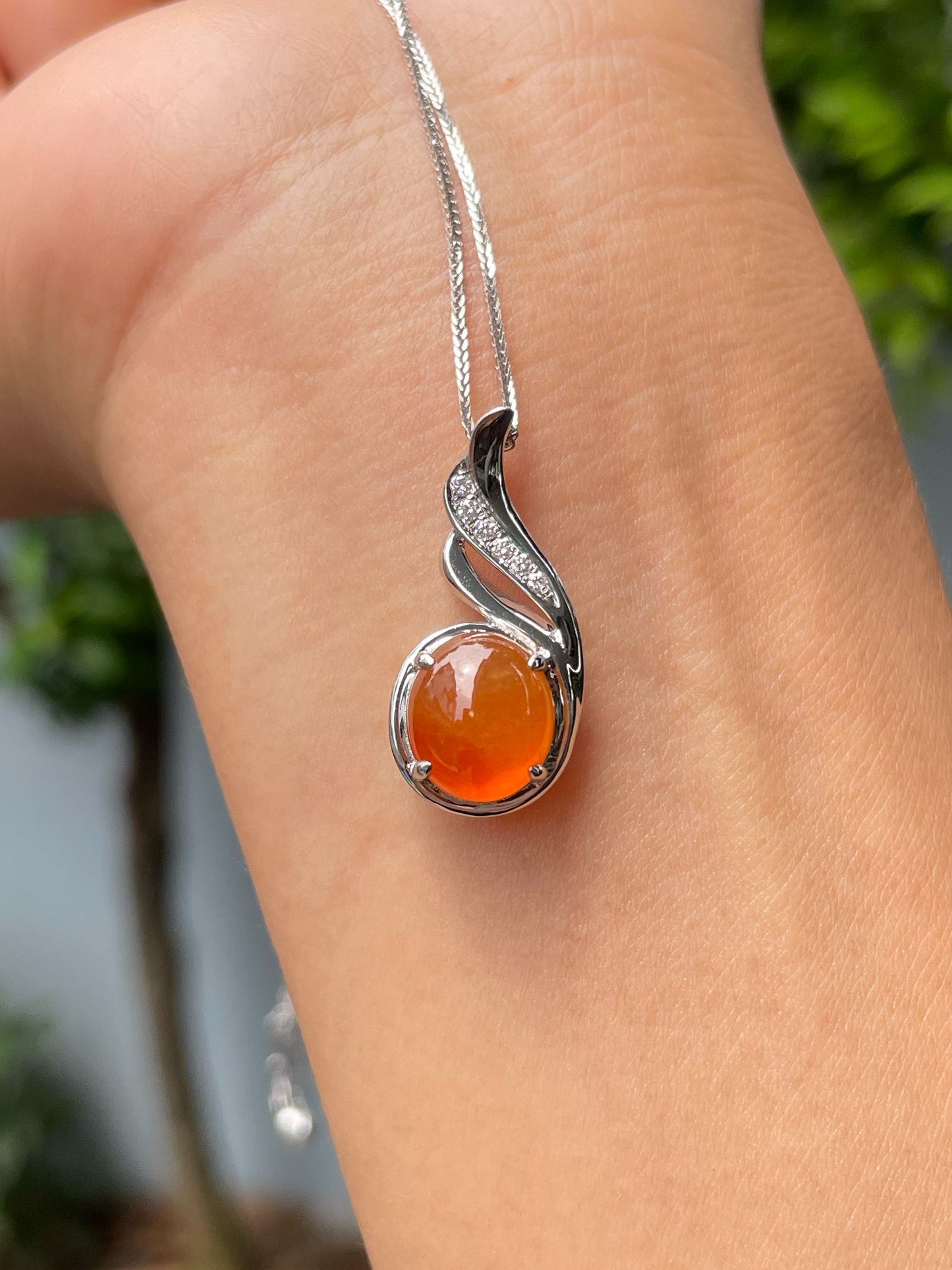 Orange Jade Cabochon Pendant (NJP083)