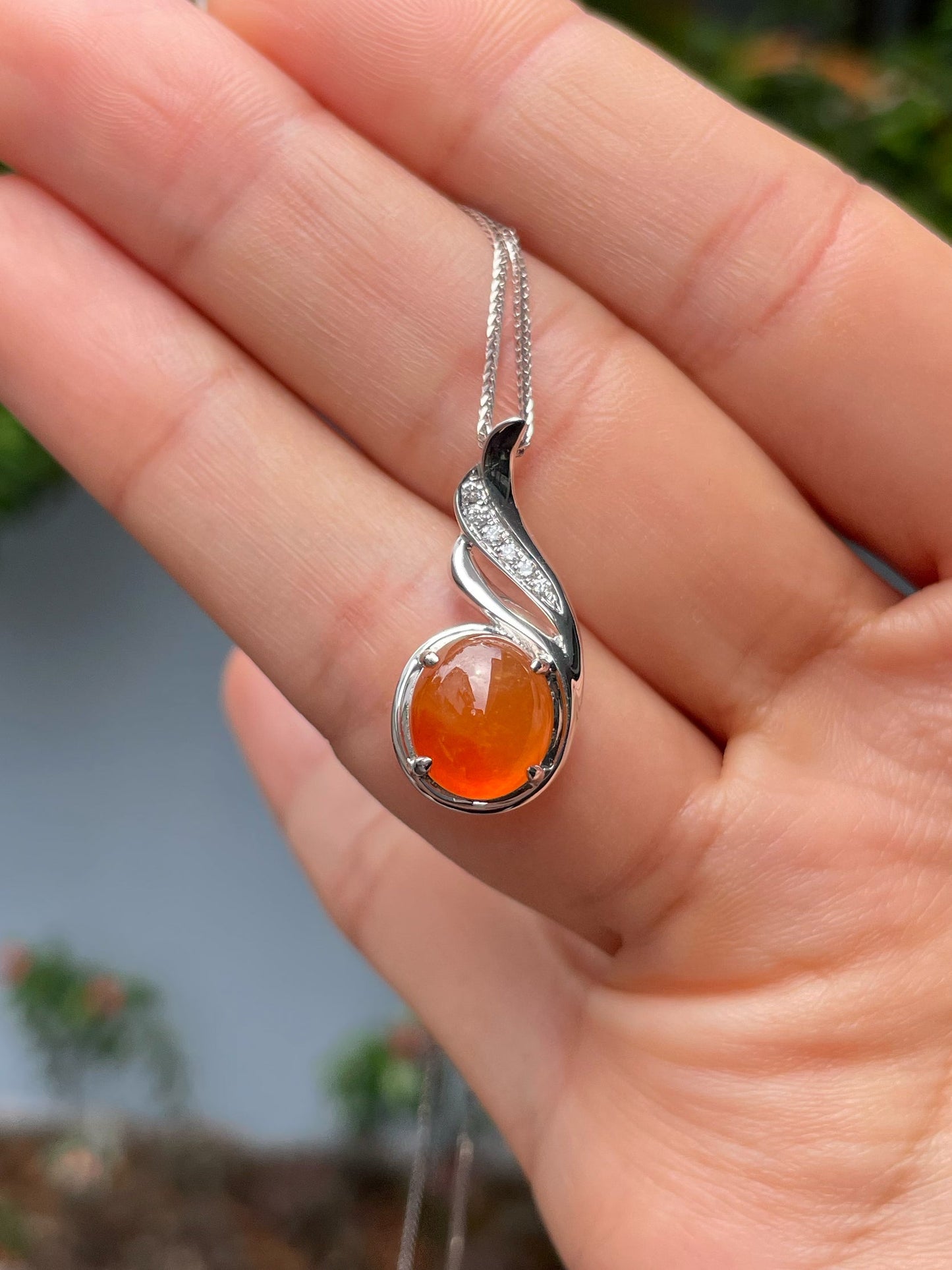 Orange Jade Cabochon Pendant (NJP083)