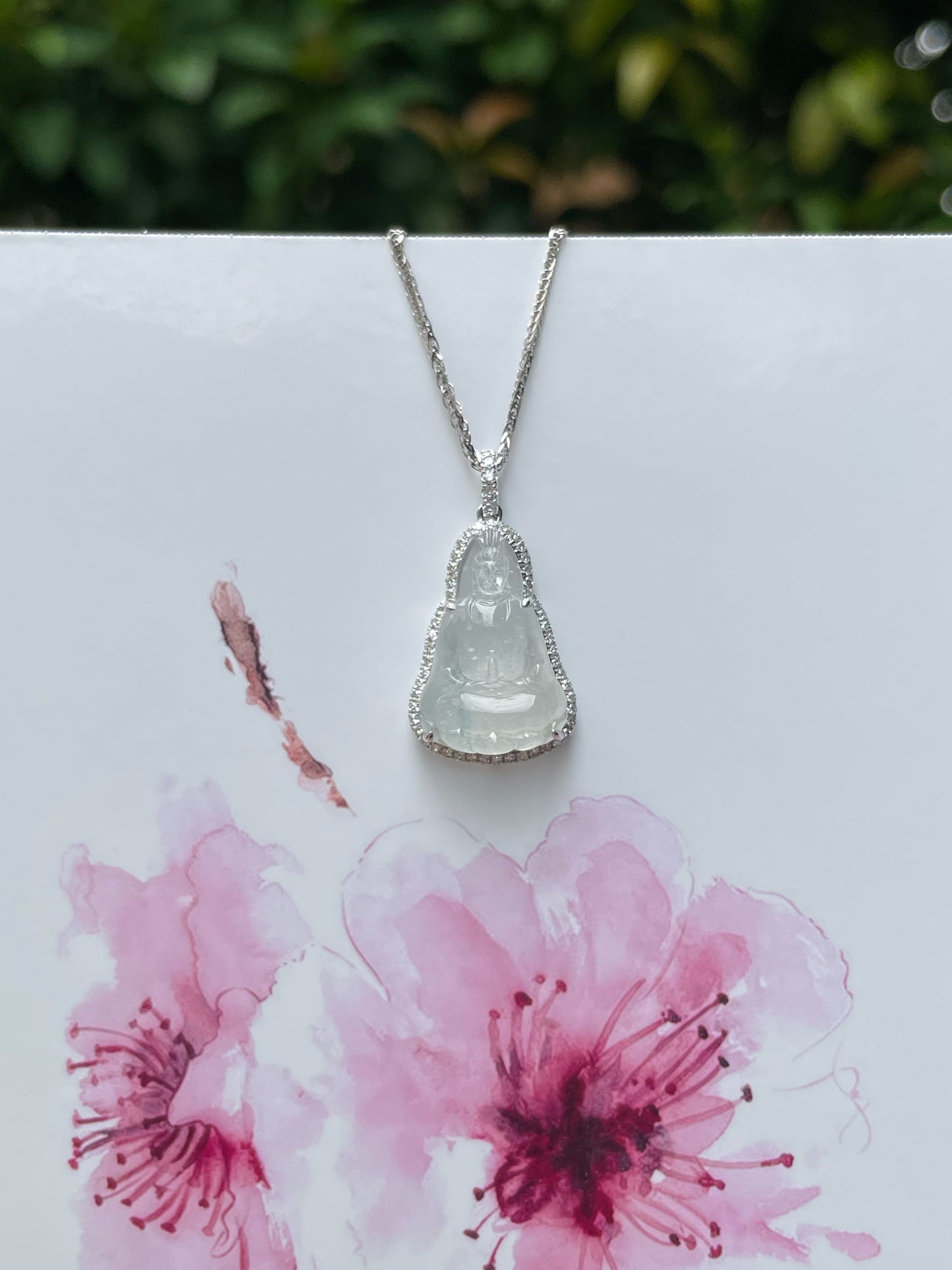 Icy Jadeite Pendant - Goddess Of Mercy (NJP086)