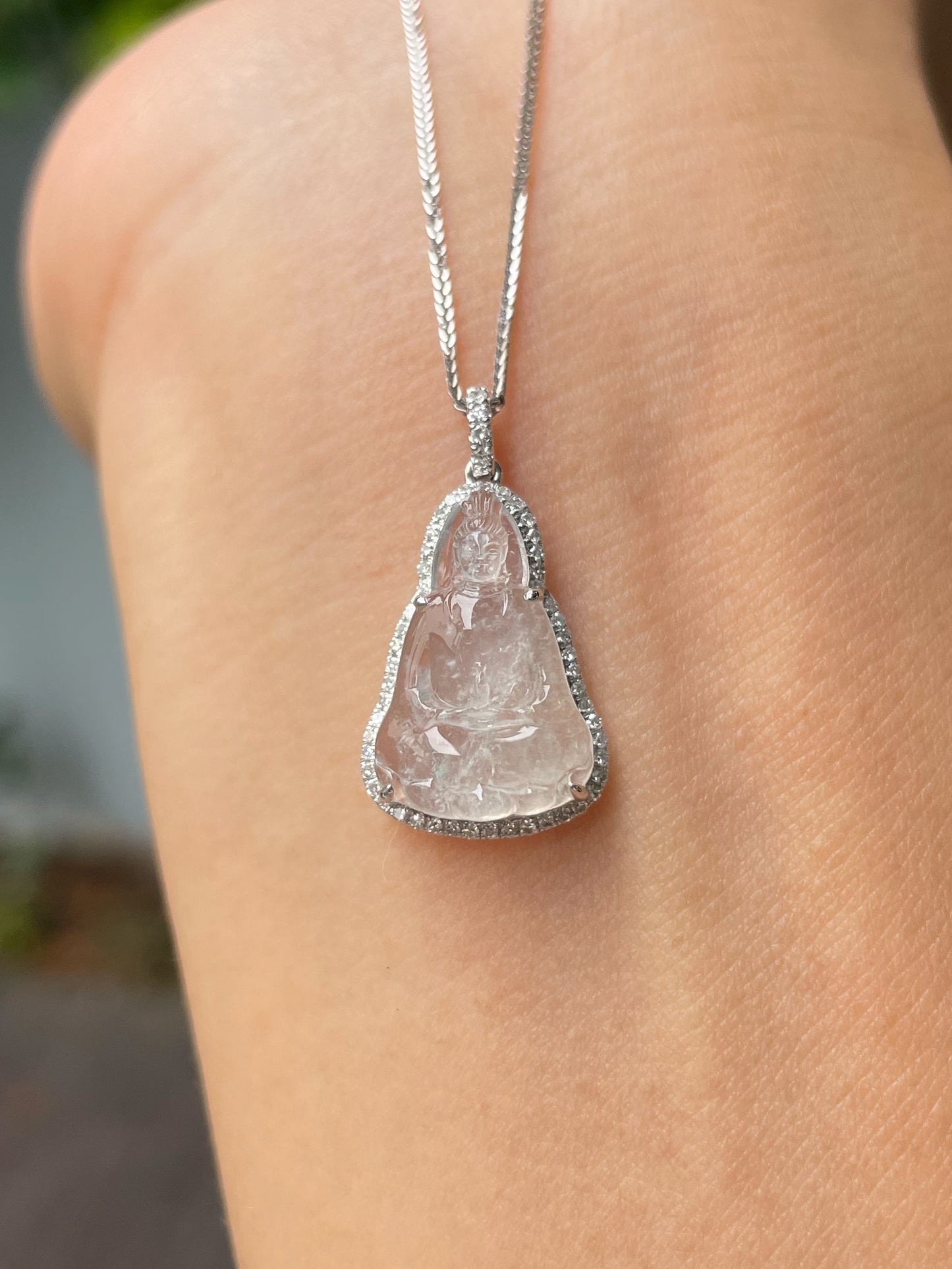Icy Jadeite Pendant - Goddess Of Mercy (NJP086)