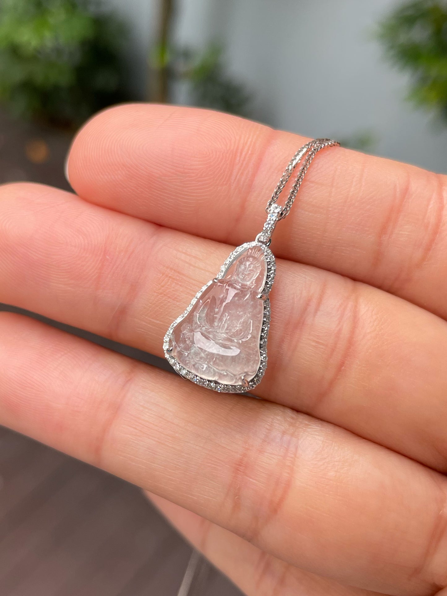 Icy Jadeite Pendant - Goddess Of Mercy (NJP086)