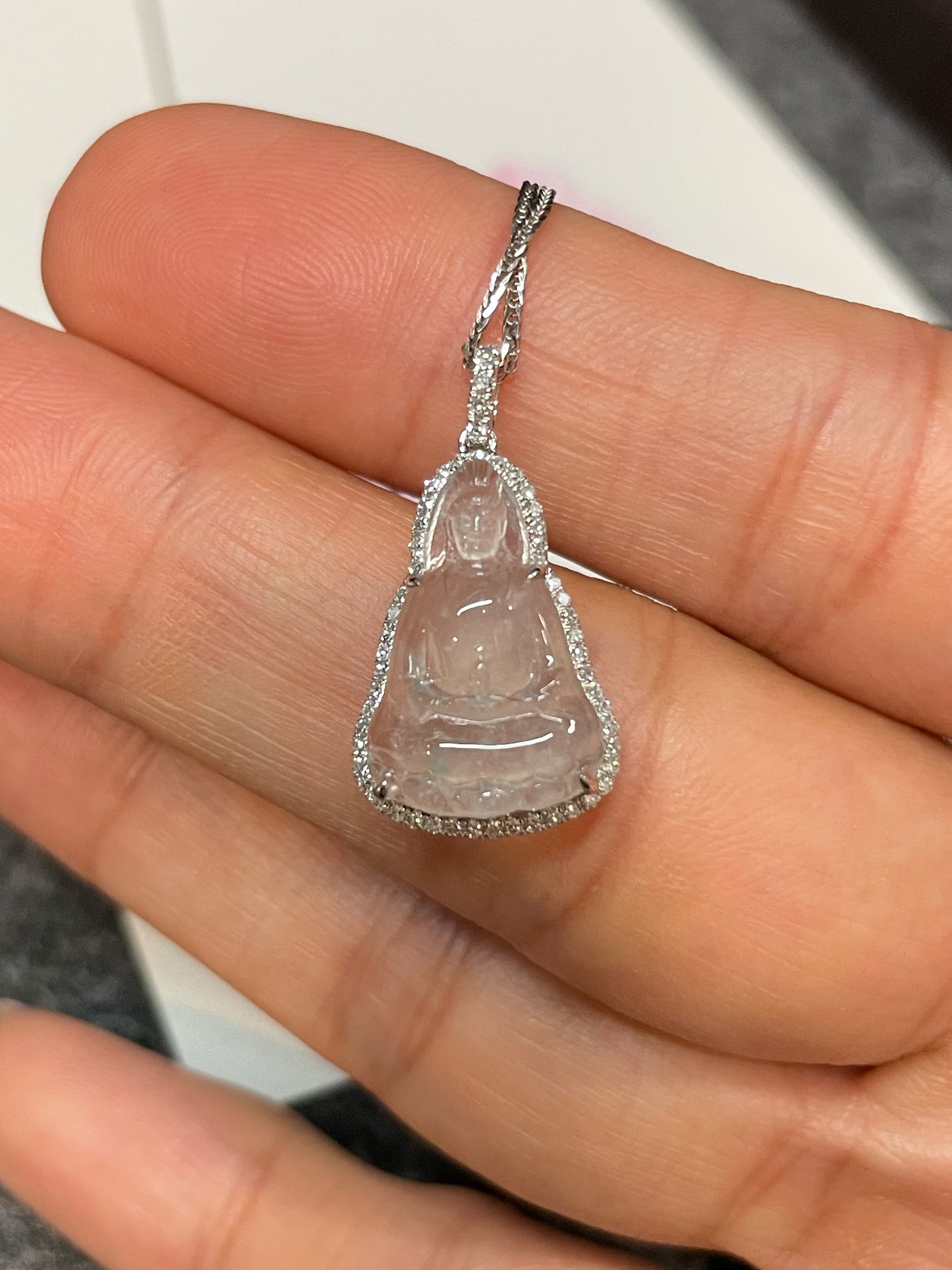 Icy Jadeite Pendant - Goddess Of Mercy (NJP086)