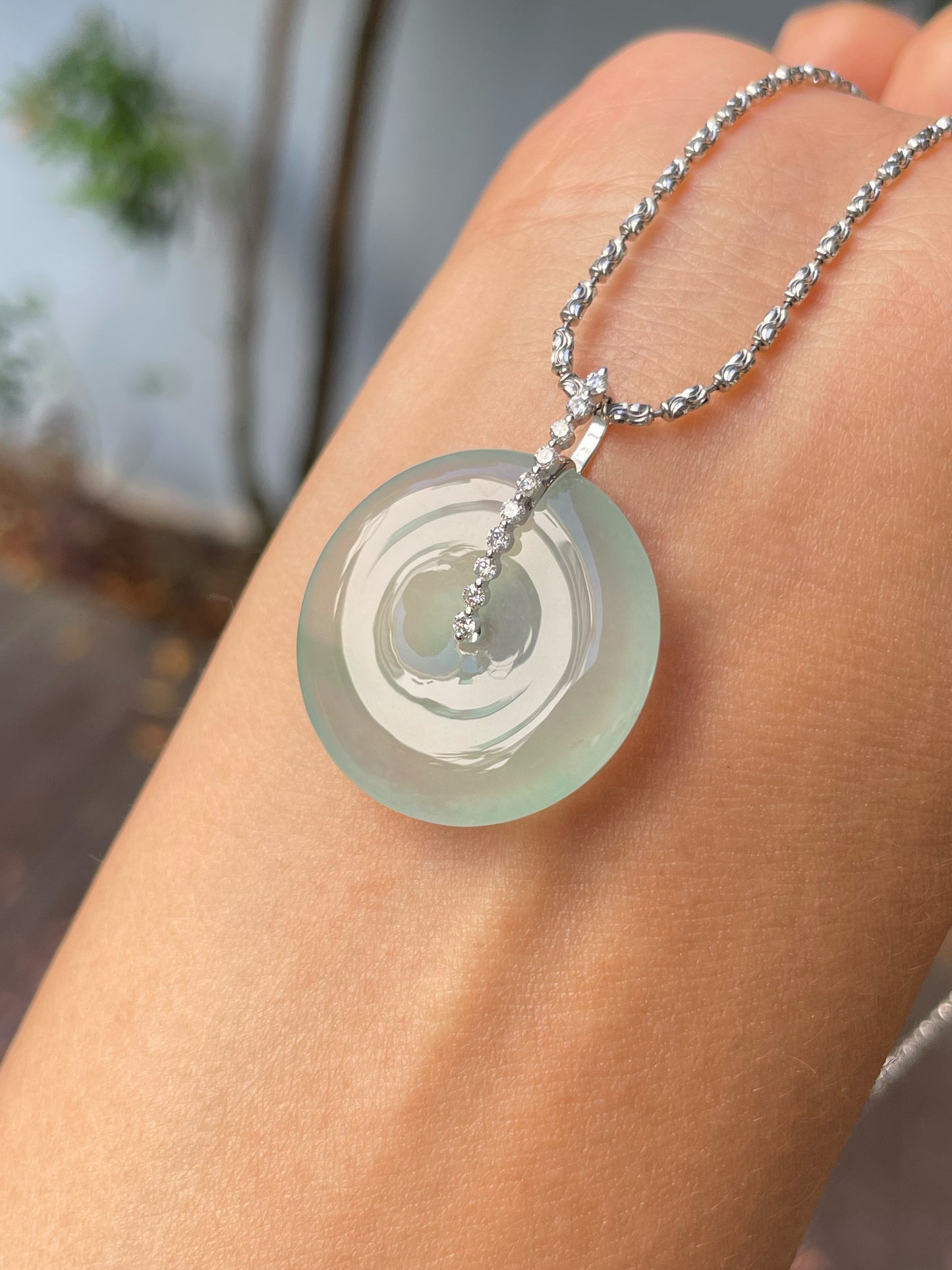 Icy Jadeite Safety Coin Pendant - 平安扣 (NJP091)