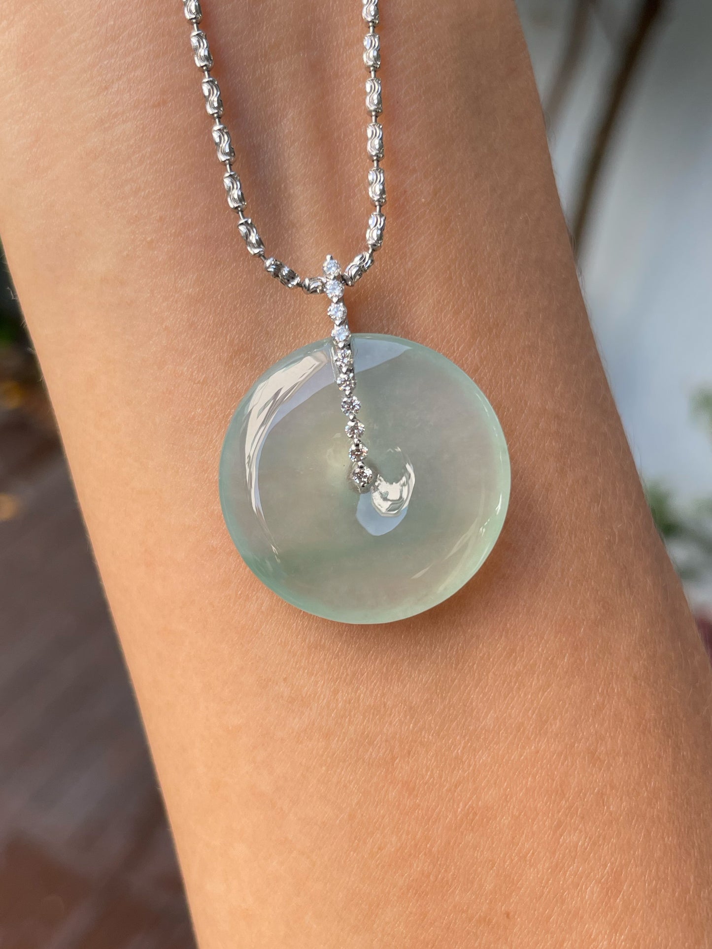 Icy Jadeite Safety Coin Pendant - 平安扣 (NJP091)