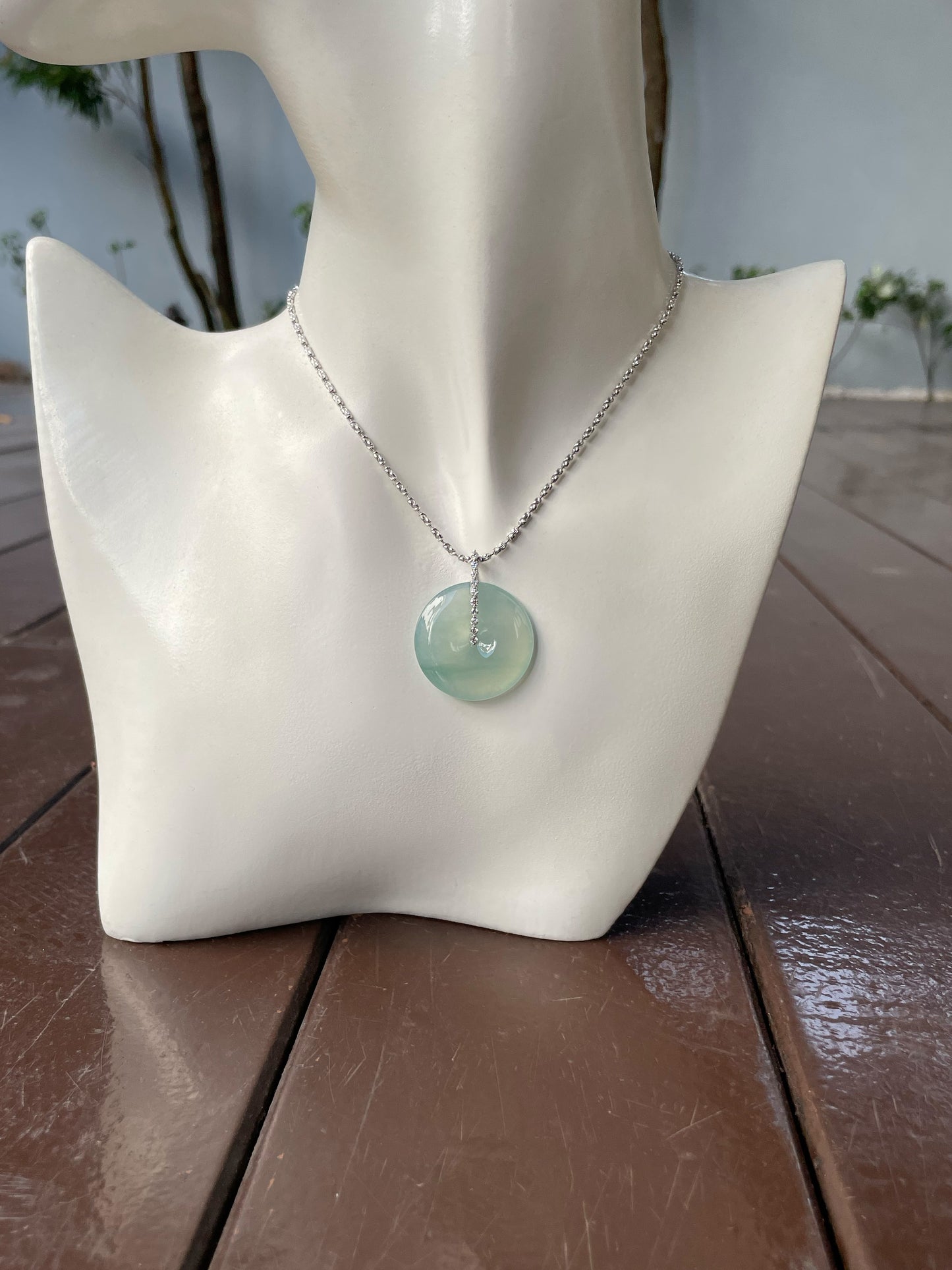 Icy Jadeite Safety Coin Pendant - 平安扣 (NJP091)