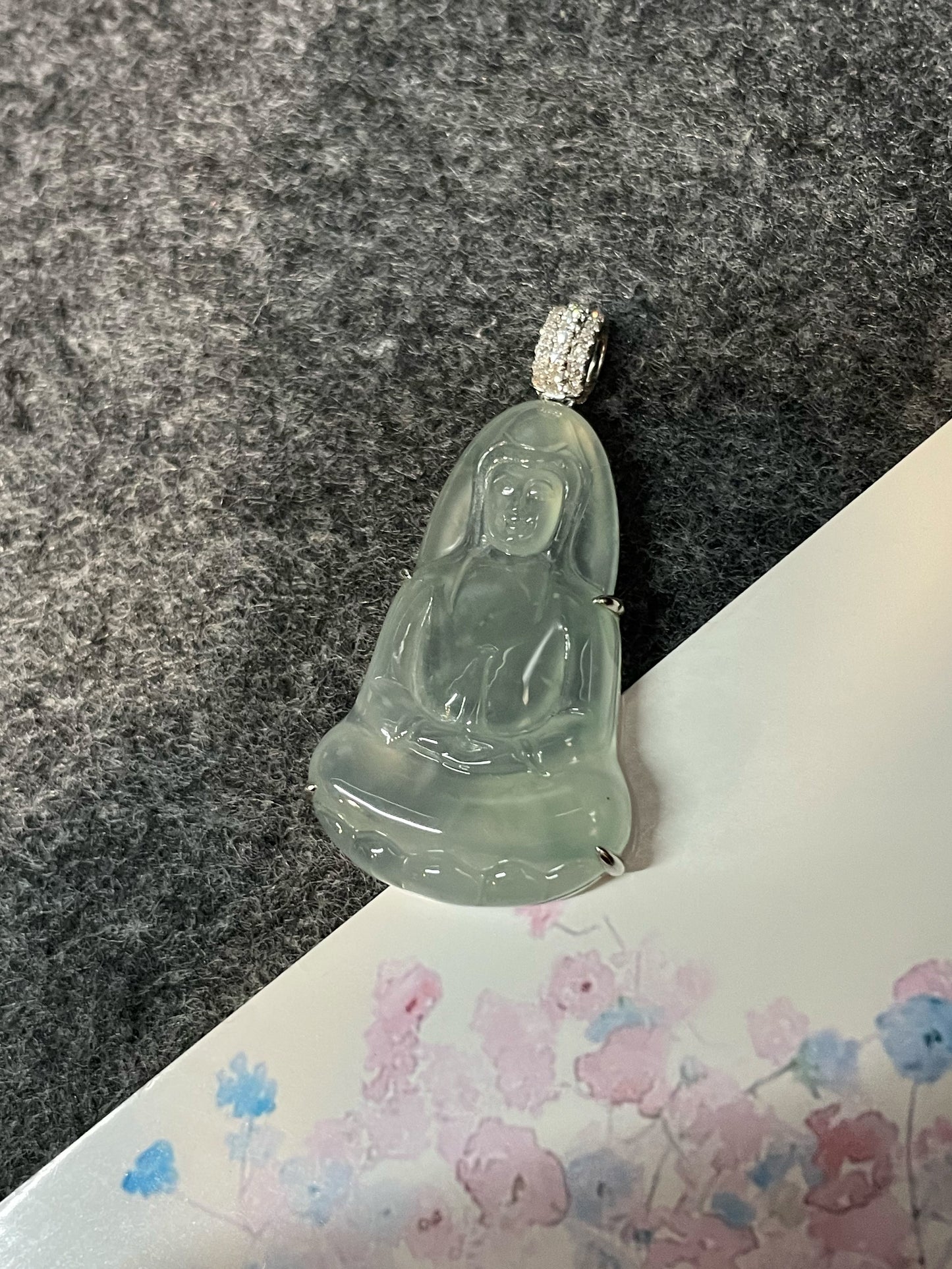 Icy Jadeite Pendant - Goddess Of Mercy (NJP095)