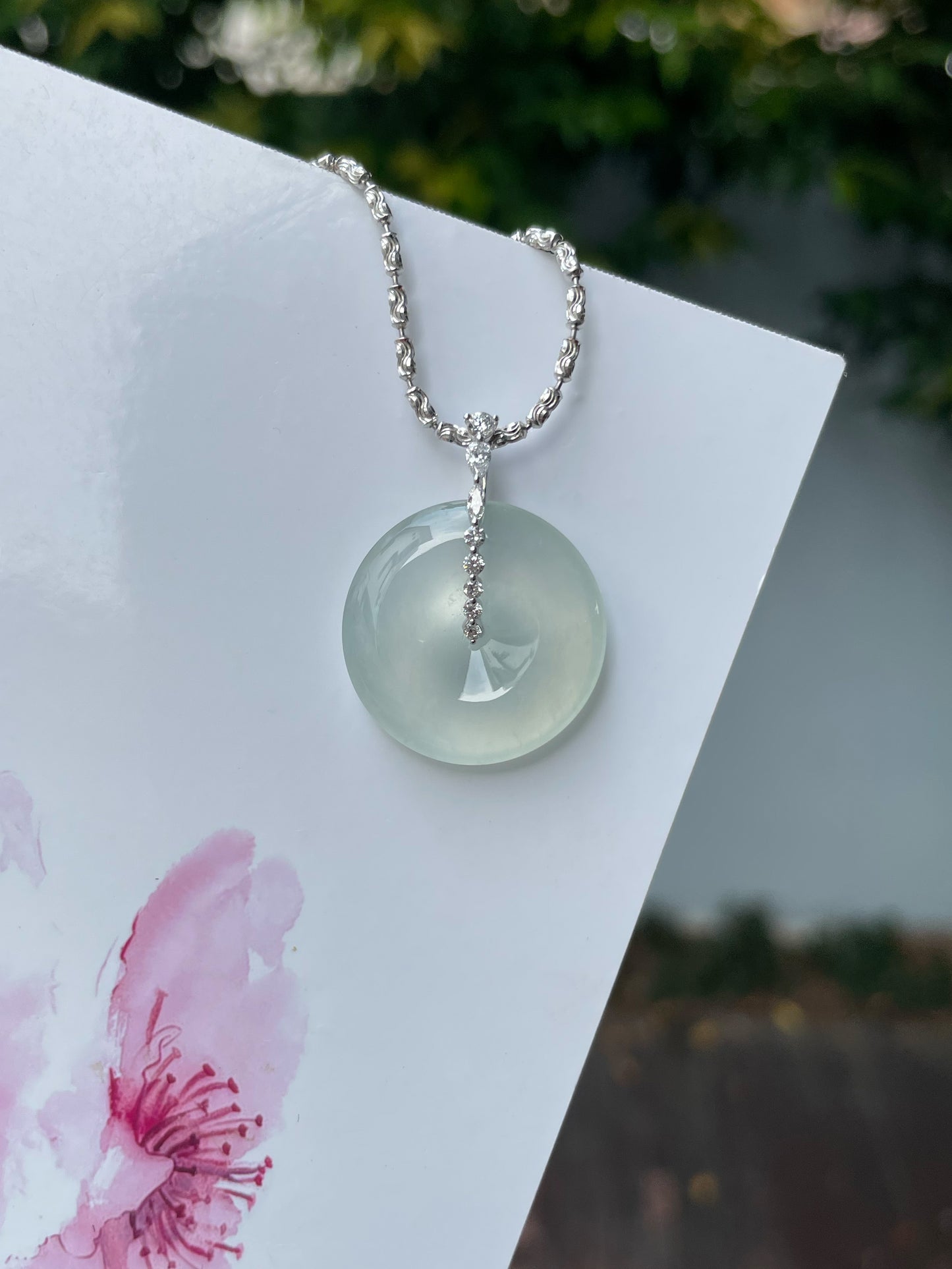Icy Jadeite Safety Coin Pendant - 平安扣 (NJP098)