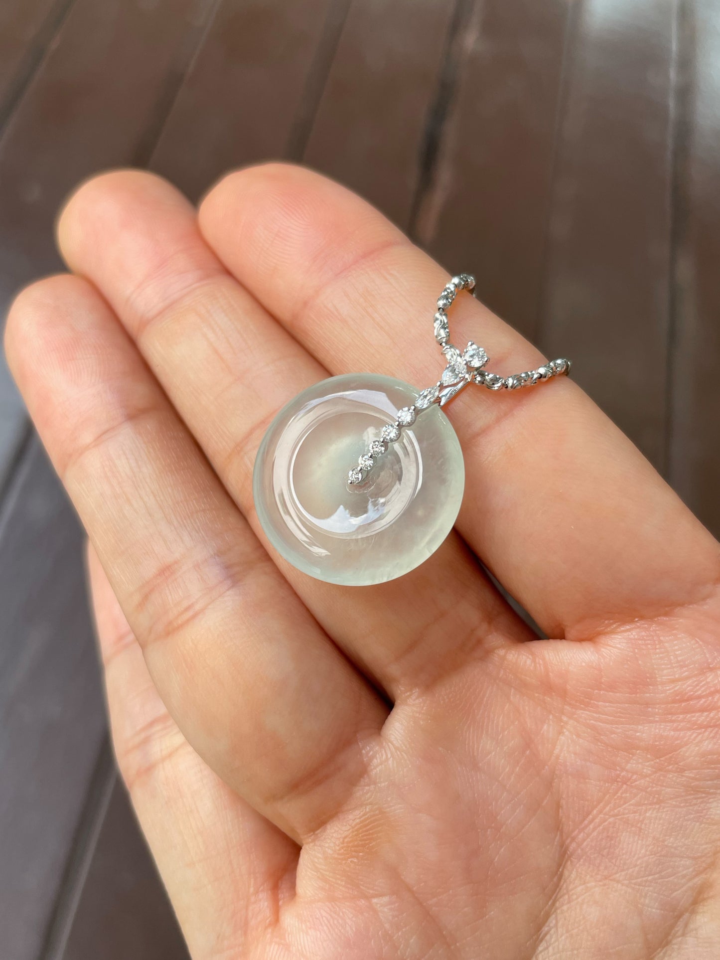 Icy Jadeite Safety Coin Pendant - 平安扣 (NJP098)