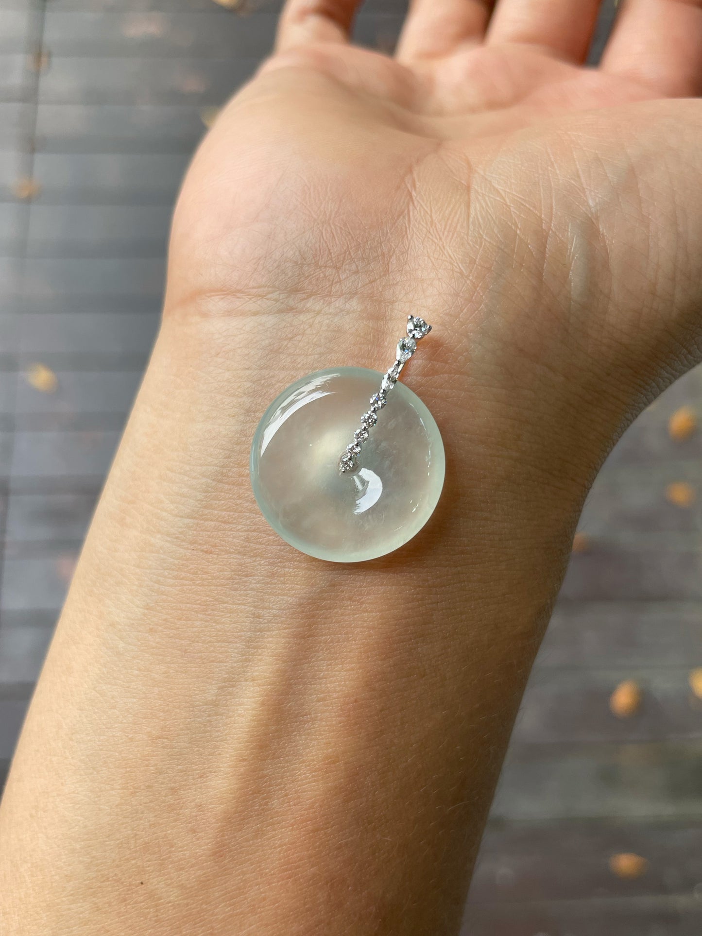 Icy Jadeite Safety Coin Pendant - 平安扣 (NJP098)