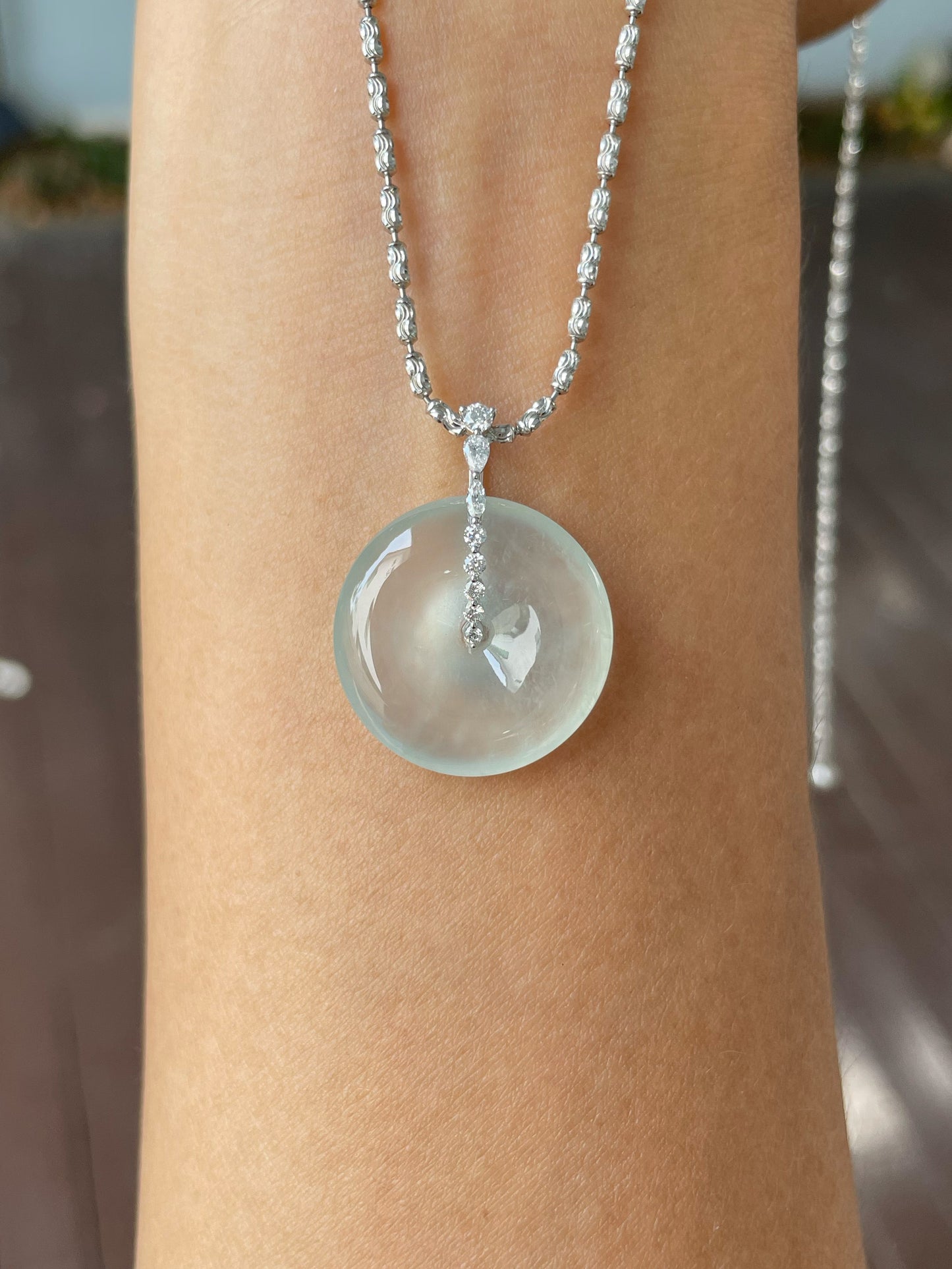 Icy Jadeite Safety Coin Pendant - 平安扣 (NJP098)